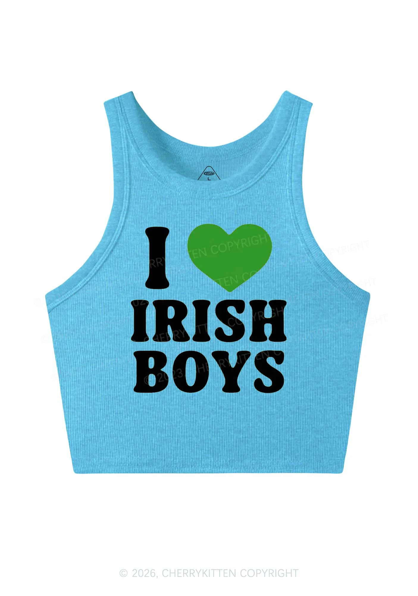 I Love Irish Boys St Patricks Y2K Crop Tank Top Cherrykitten - Image 6