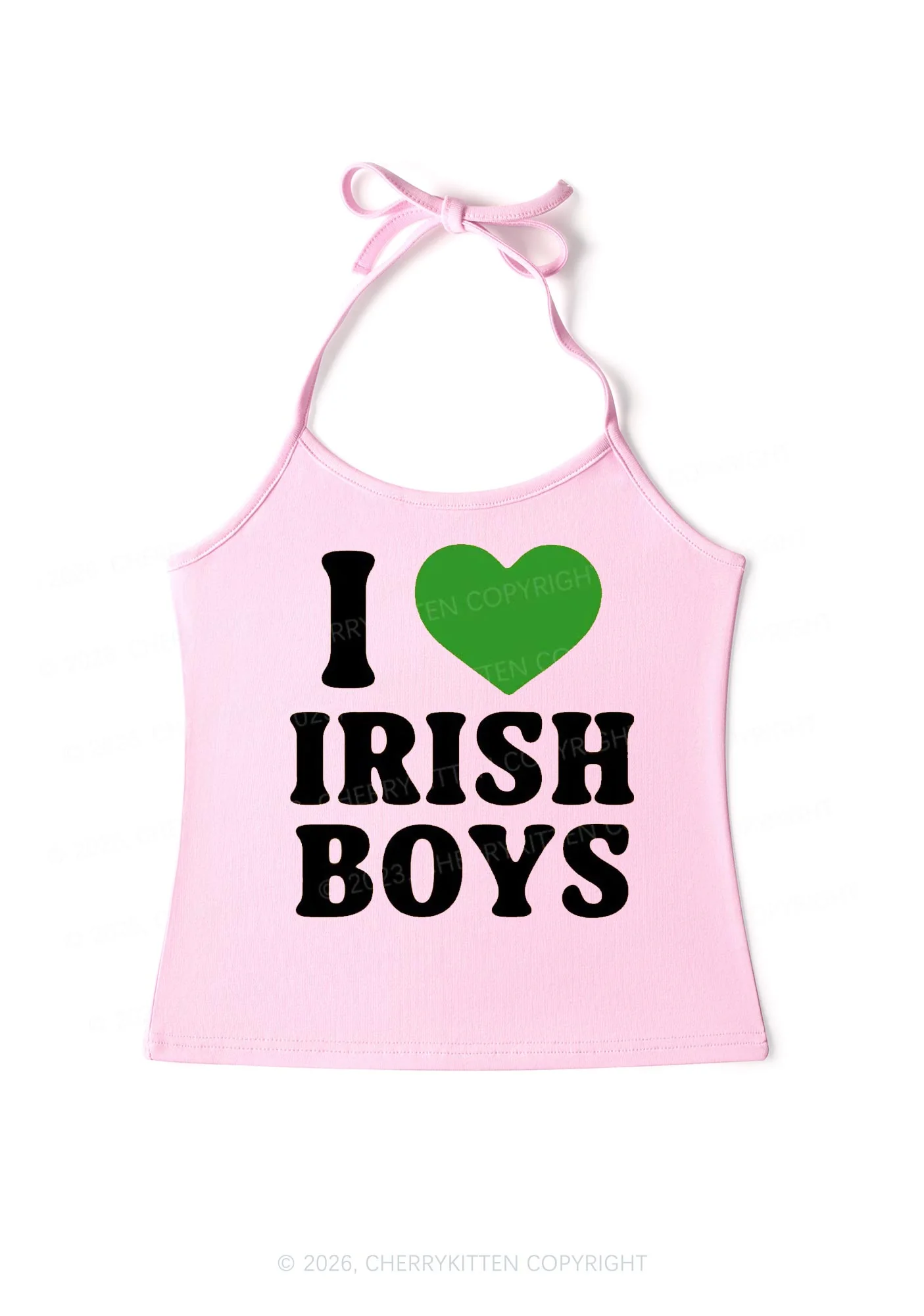 I Love Irish Boys St Patricks Y2K Halter Neck Cami Cherrykitten - Image 4