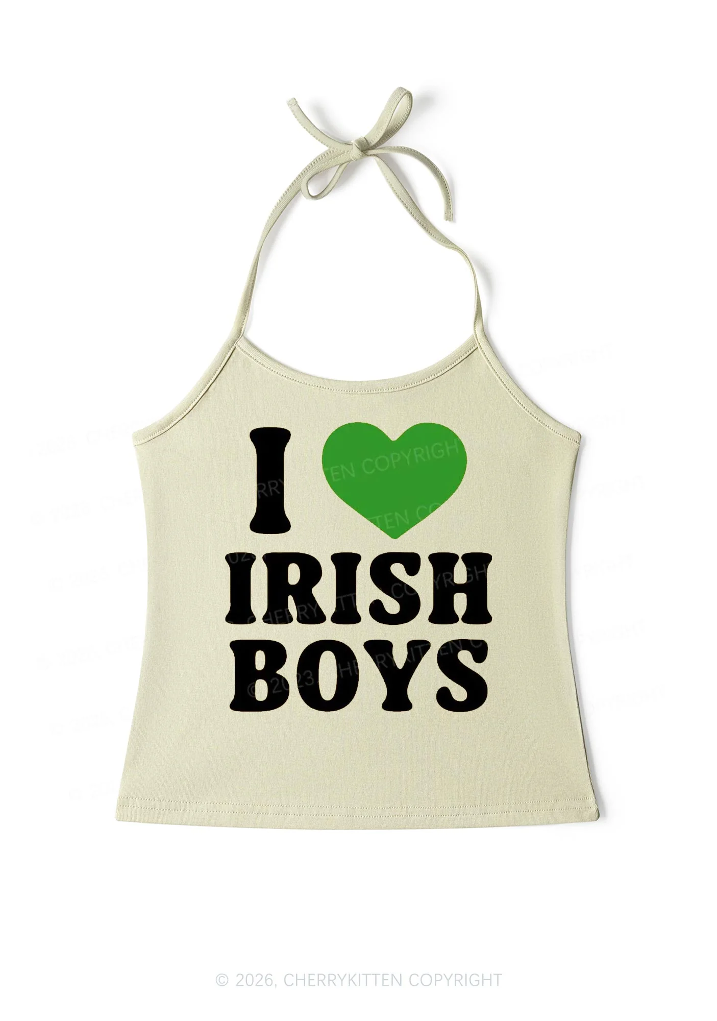 I Love Irish Boys St Patricks Y2K Halter Neck Cami Cherrykitten - Image 5