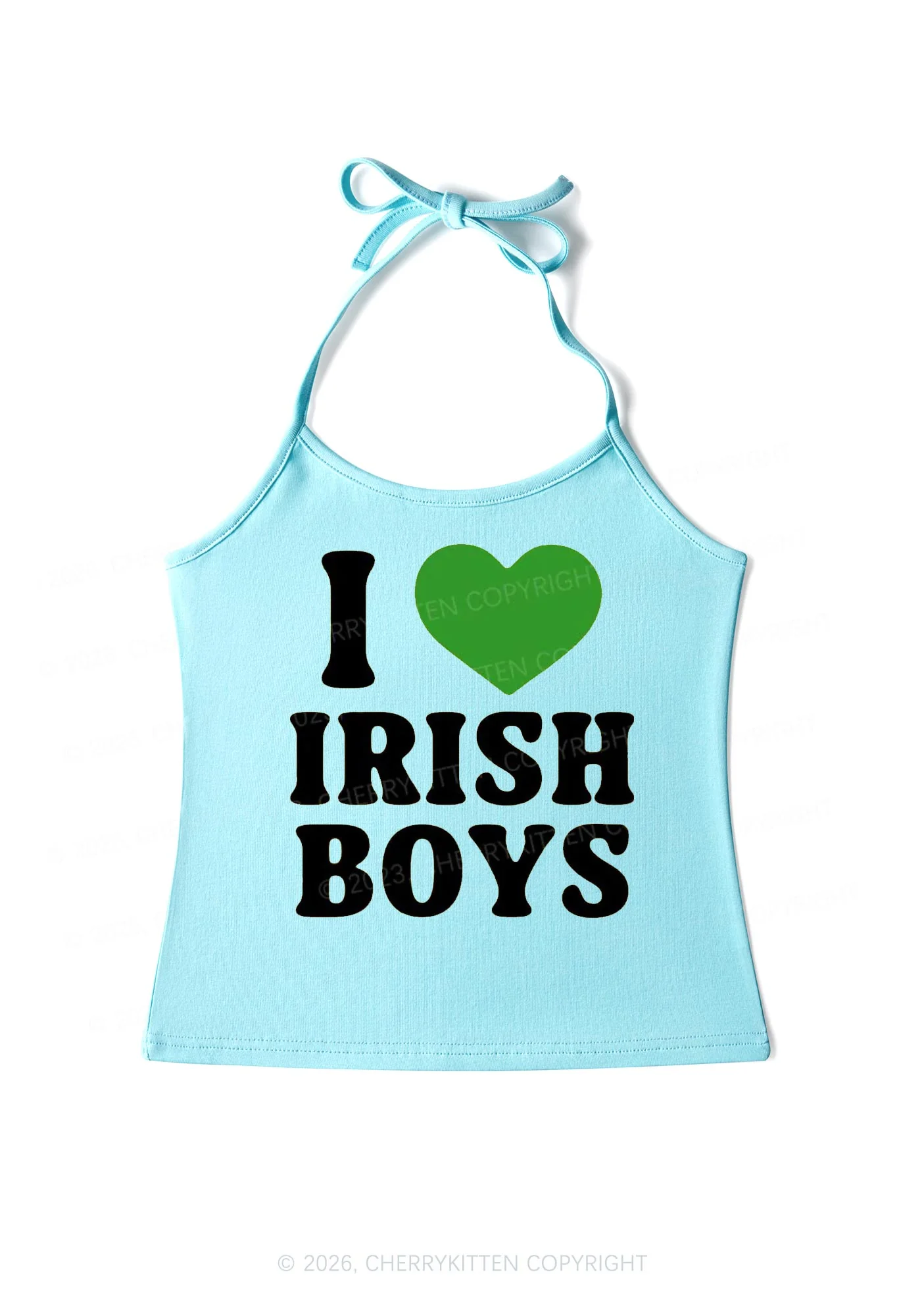 I Love Irish Boys St Patricks Y2K Halter Neck Cami Cherrykitten - Image 6