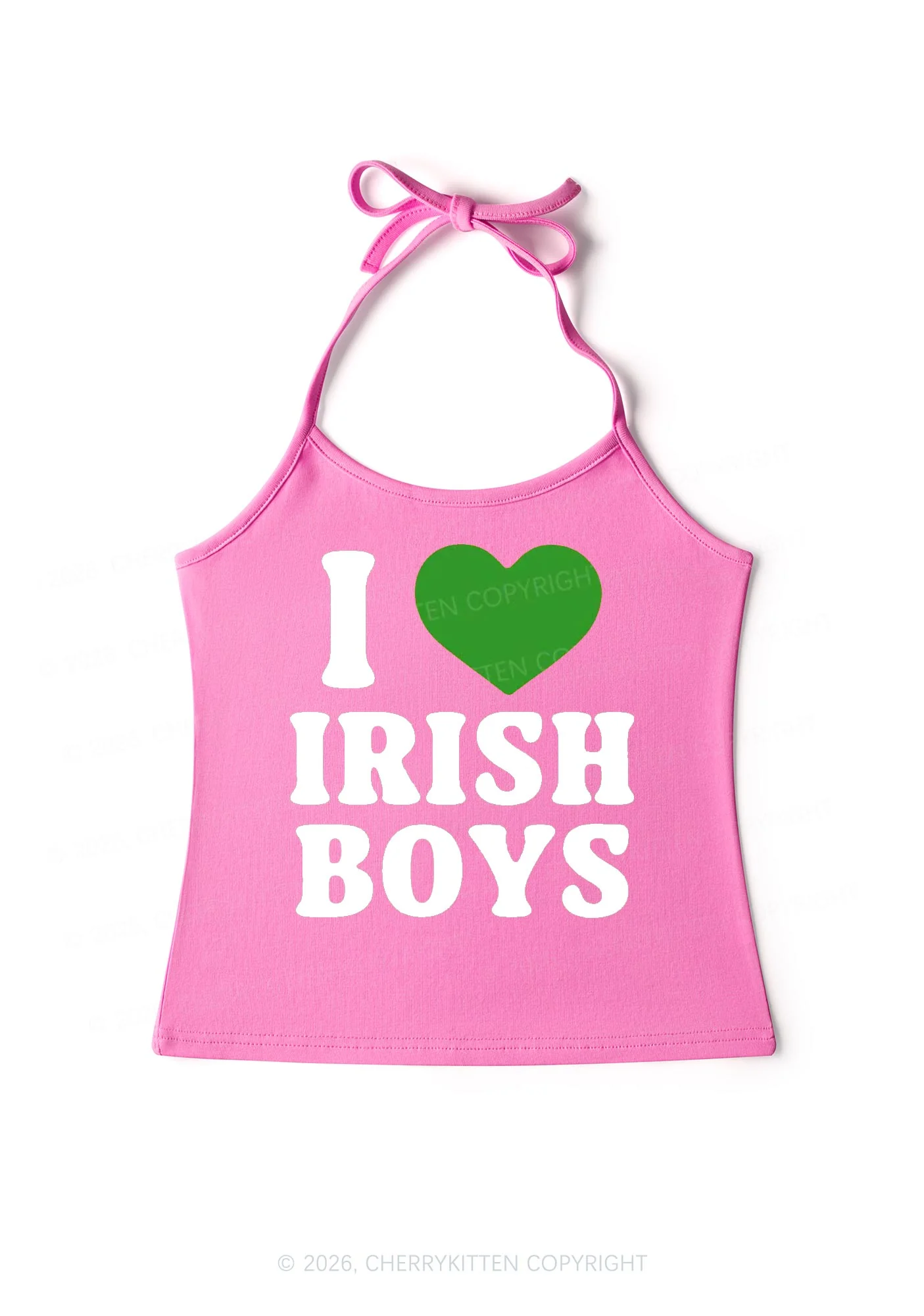 I Love Irish Boys St Patricks Y2K Halter Neck Cami Cherrykitten - Image 7