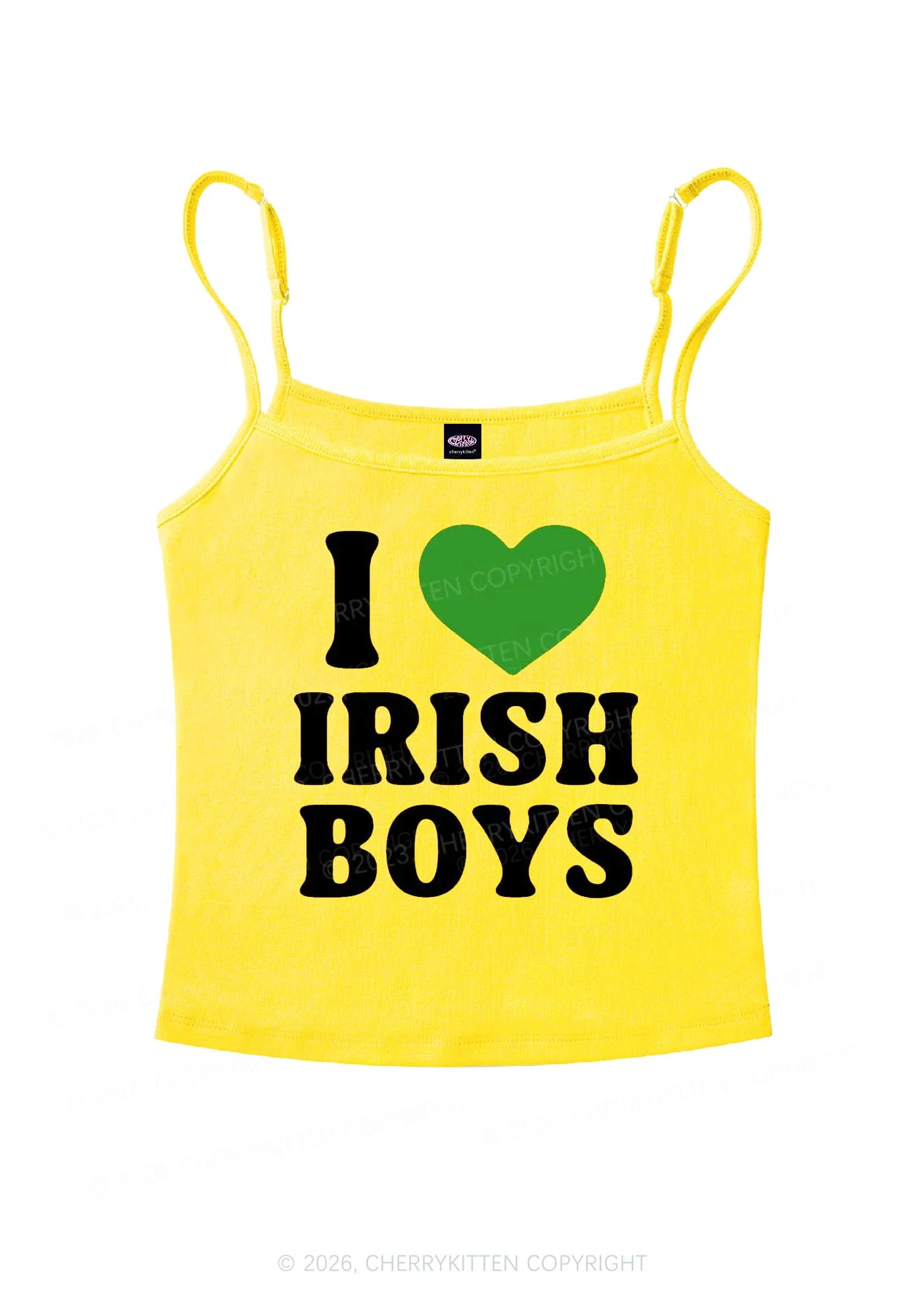 I Love Irish Boys St Patricks Y2K Spaghetti Strap Cami Cherrykitten - Image 4