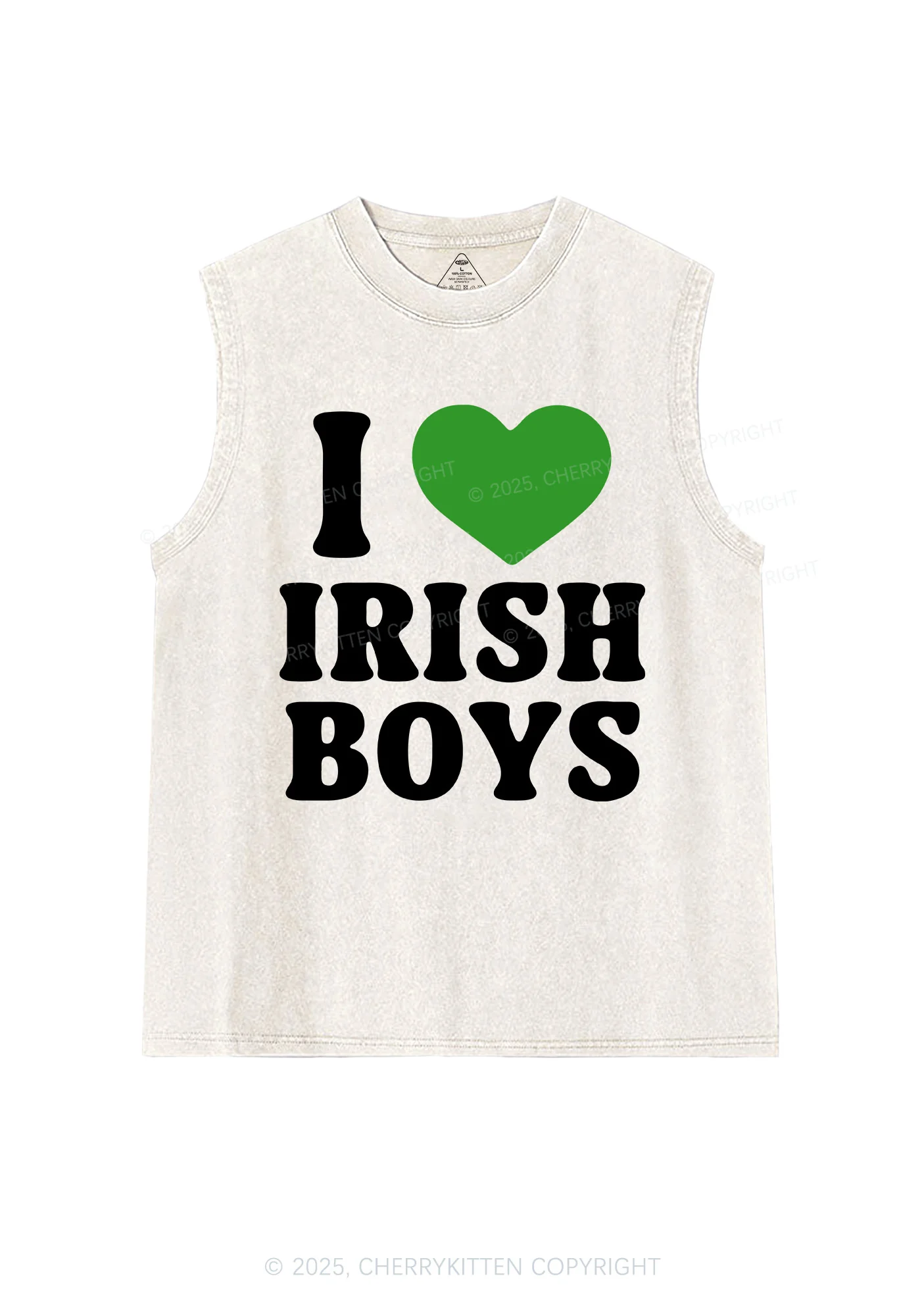I Love Irish Boys St Patricks Y2K Washed Tank Cherrykitten - Image 3