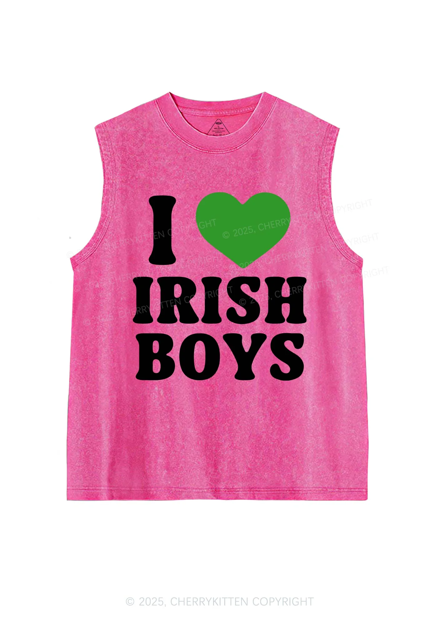 I Love Irish Boys St Patricks Y2K Washed Tank Cherrykitten - Image 4