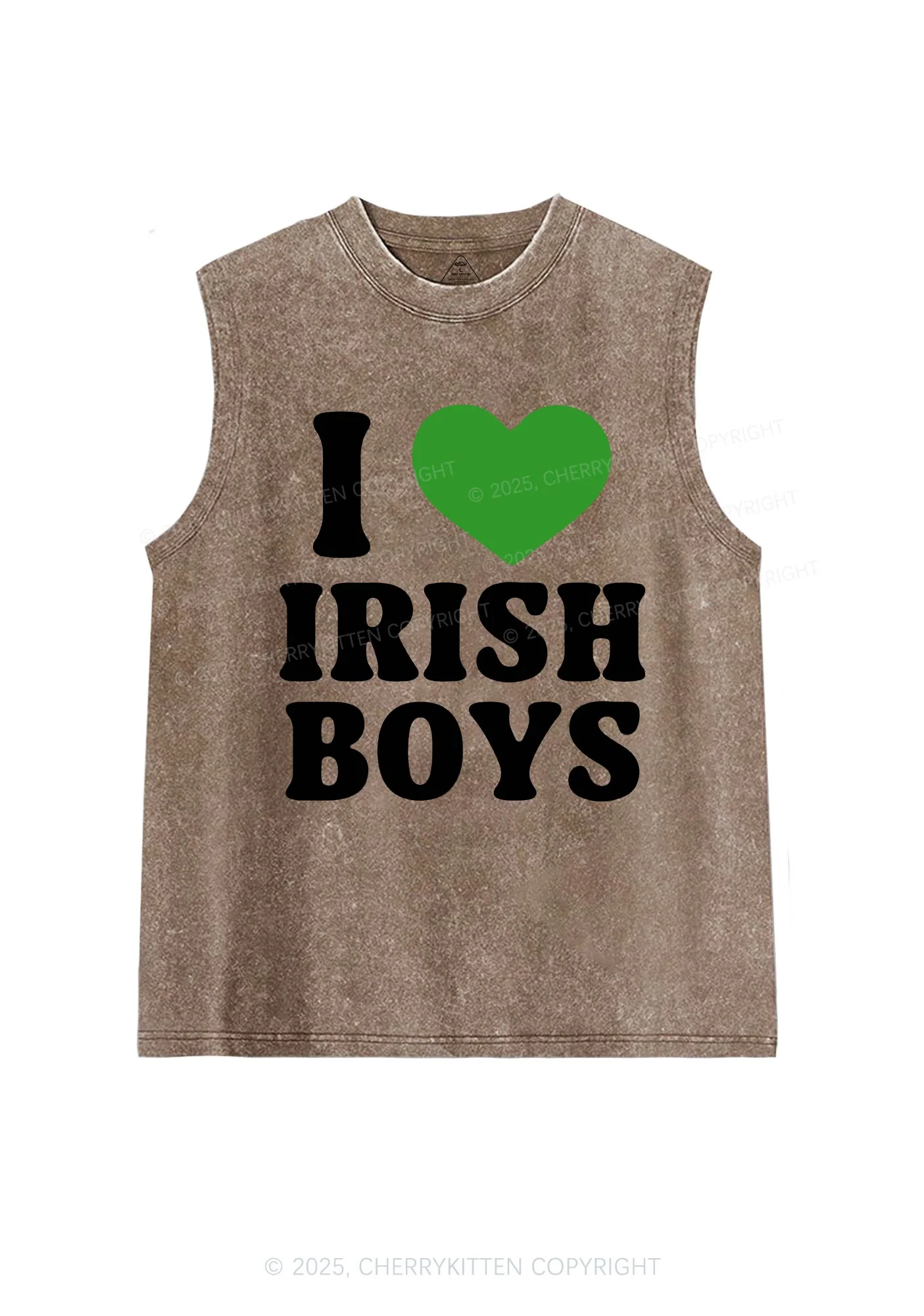 I Love Irish Boys St Patricks Y2K Washed Tank Cherrykitten - Image 5