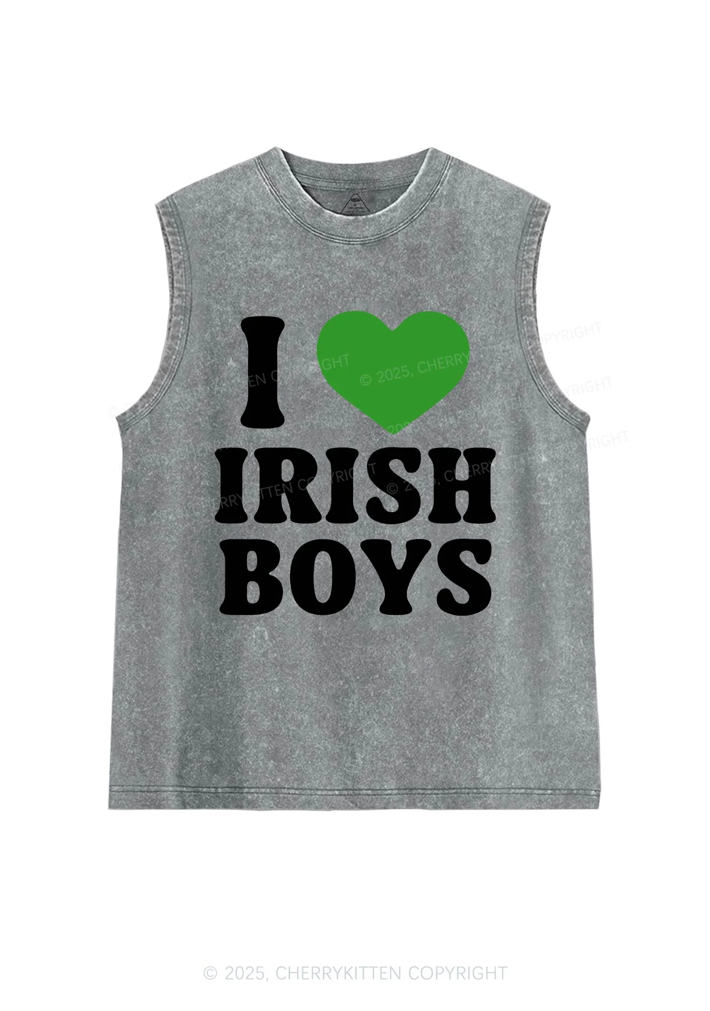 I Love Irish Boys St Patricks Y2K Washed Tank Cherrykitten - Image 6