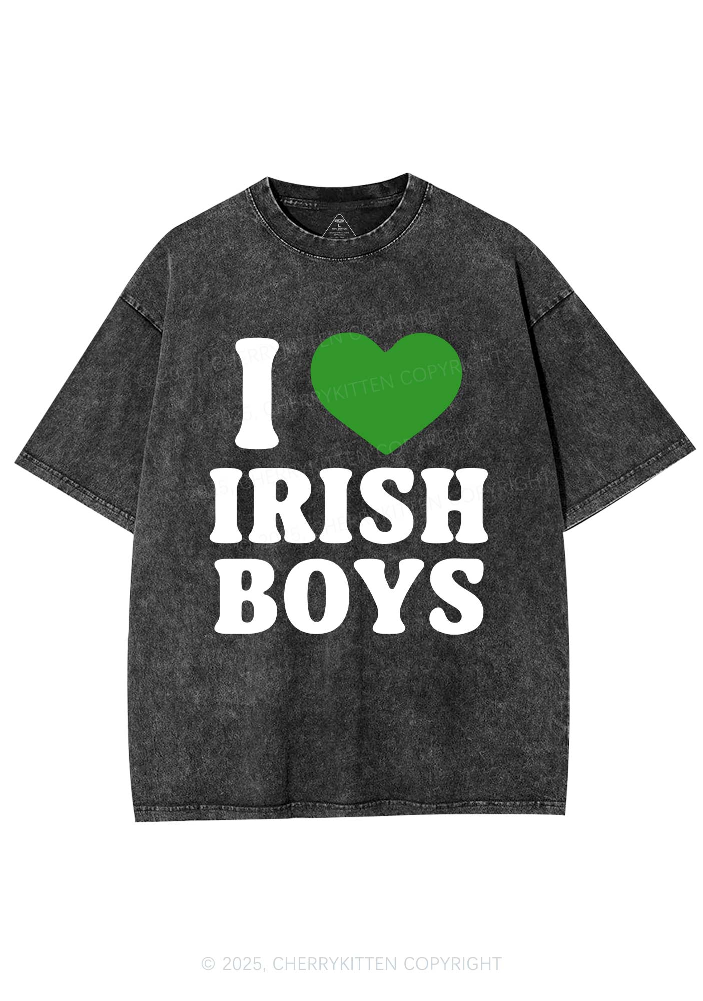 I Love Irish Boys St Patricks Y2K Washed Tee Cherrykitten - Image 3
