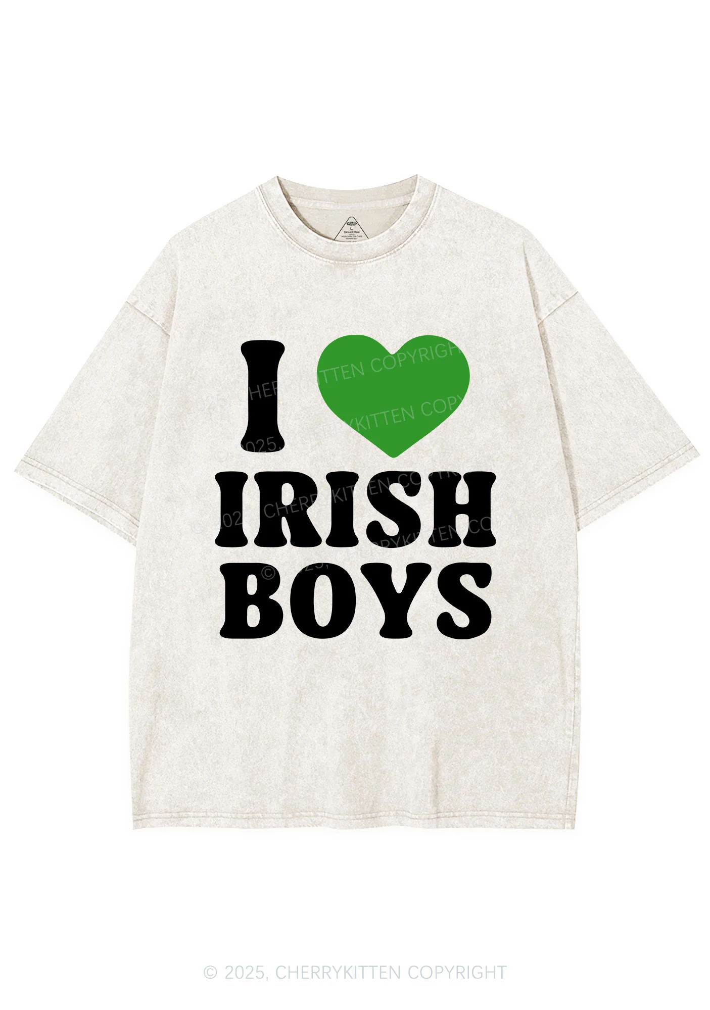I Love Irish Boys St Patricks Y2K Washed Tee Cherrykitten - Image 4