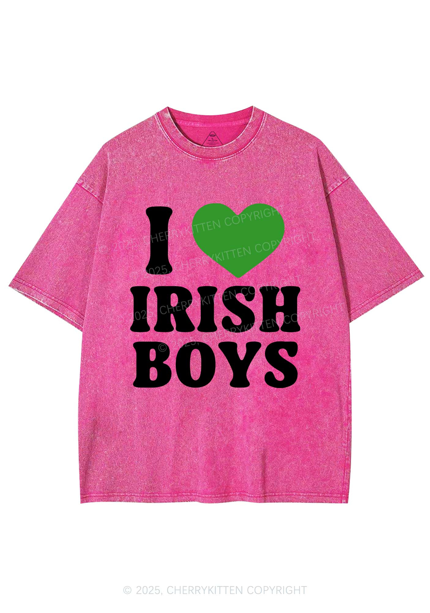 I Love Irish Boys St Patricks Y2K Washed Tee Cherrykitten - Image 5