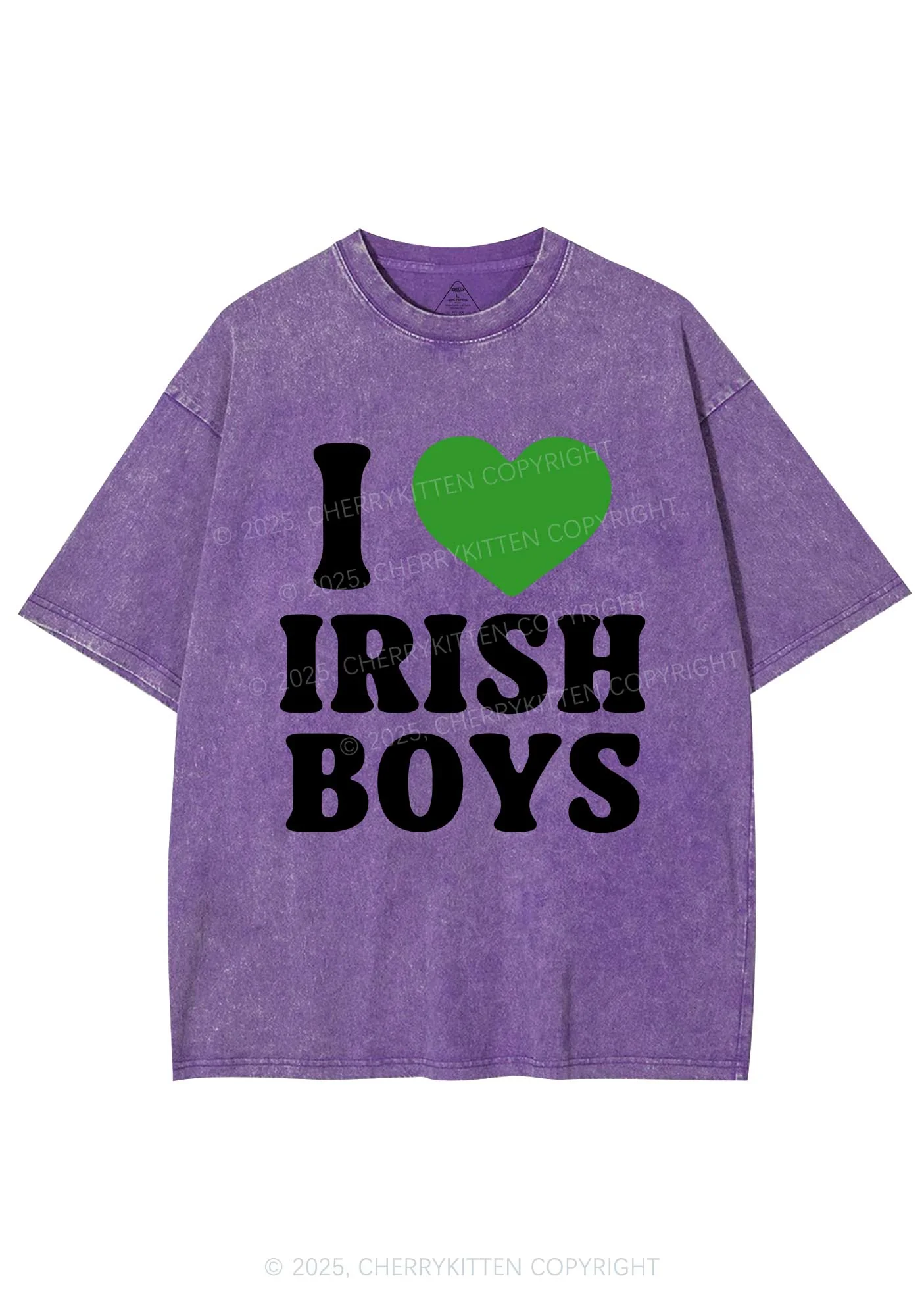 I Love Irish Boys St Patricks Y2K Washed Tee Cherrykitten - Image 6