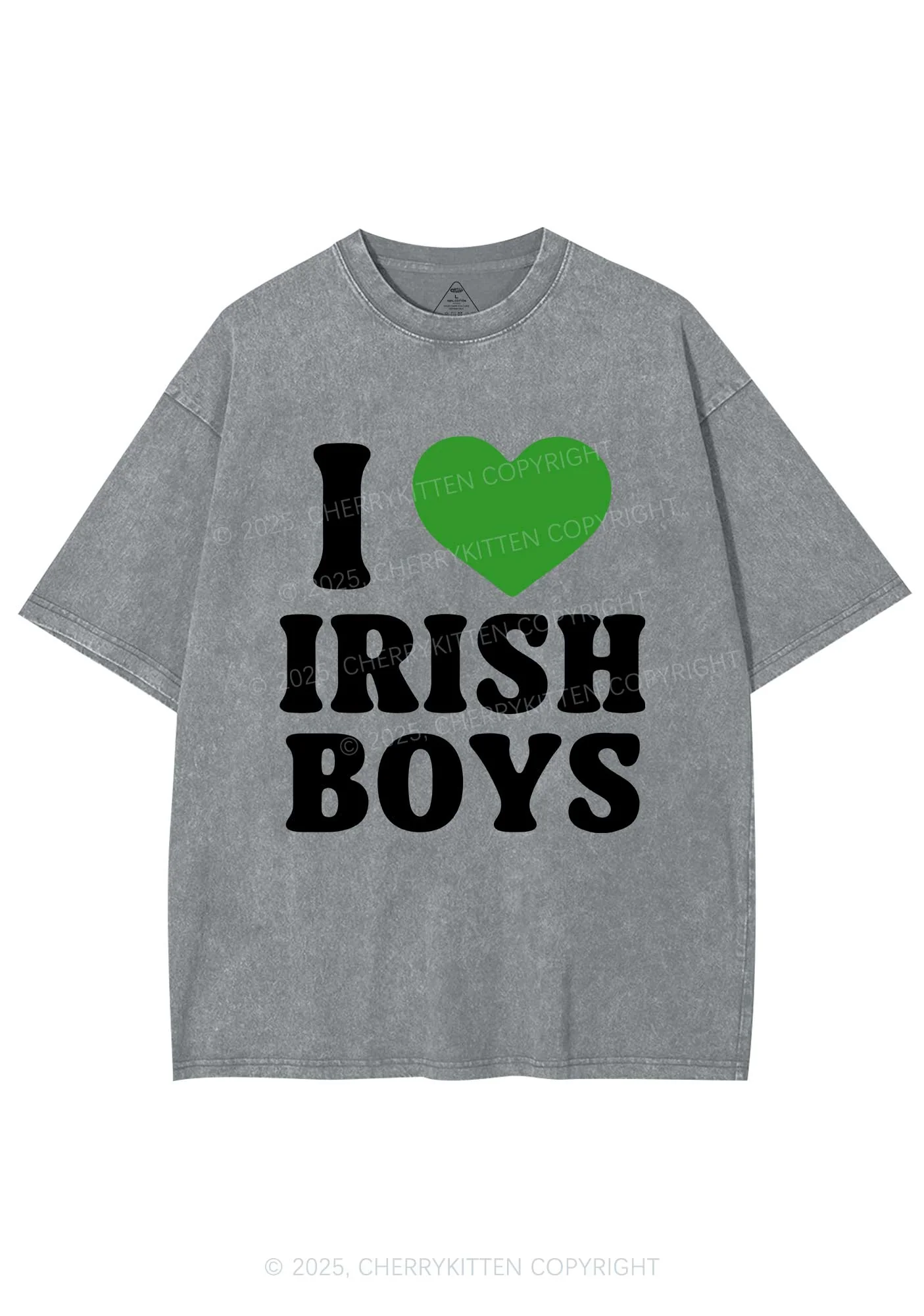 I Love Irish Boys St Patricks Y2K Washed Tee Cherrykitten - Image 7