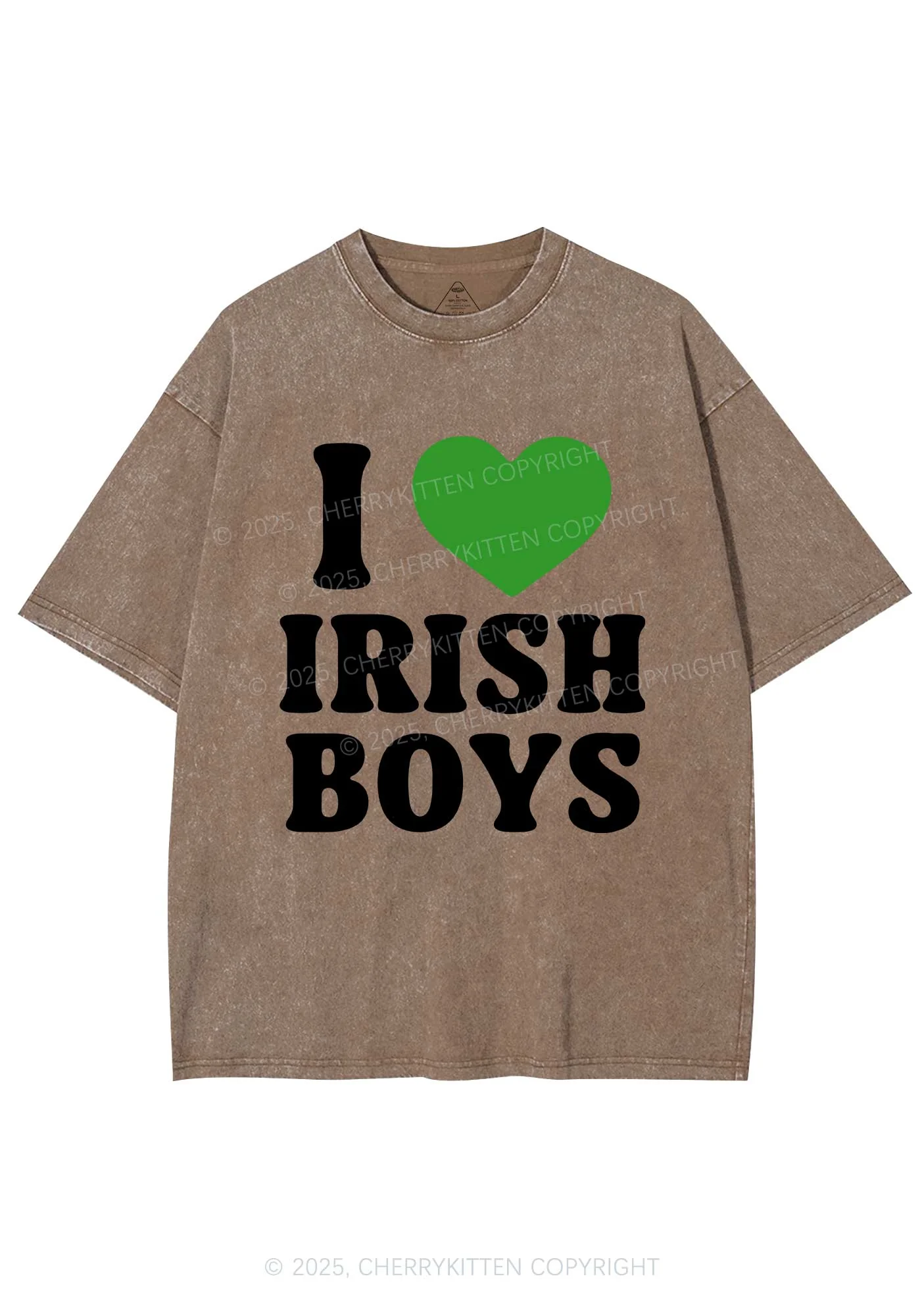 I Love Irish Boys St Patricks Y2K Washed Tee Cherrykitten - Image 8