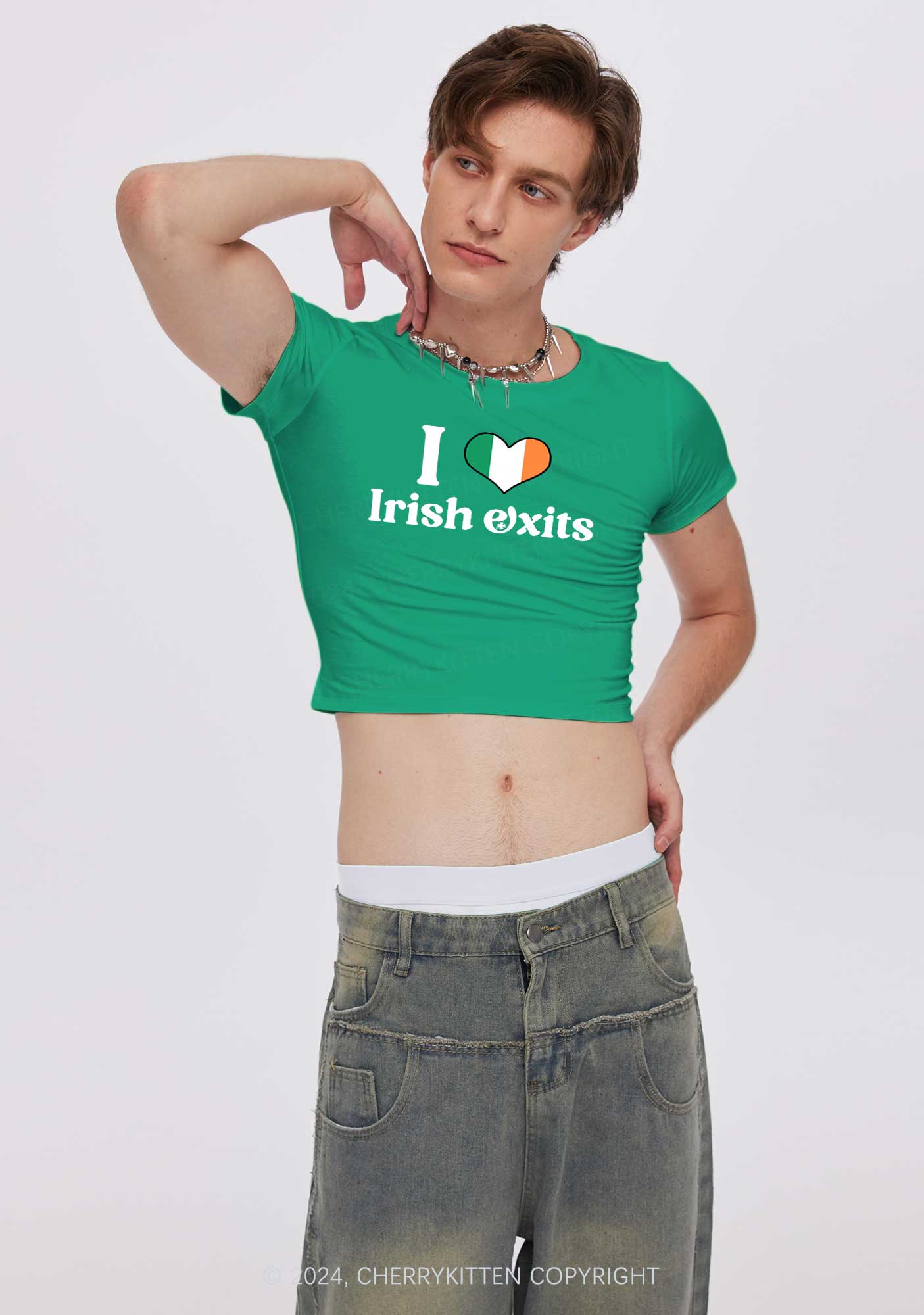 I Love Irish Exits St Patricks Y2K Baby Tee Cherrykitten - Image 3