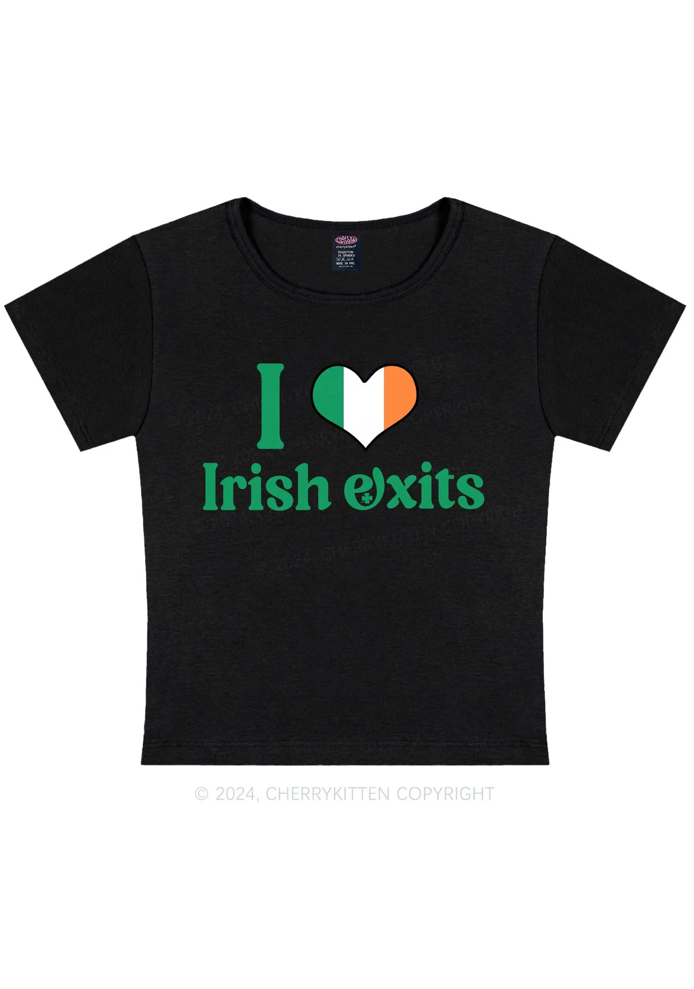 I Love Irish Exits St Patricks Y2K Baby Tee Cherrykitten - Image 5