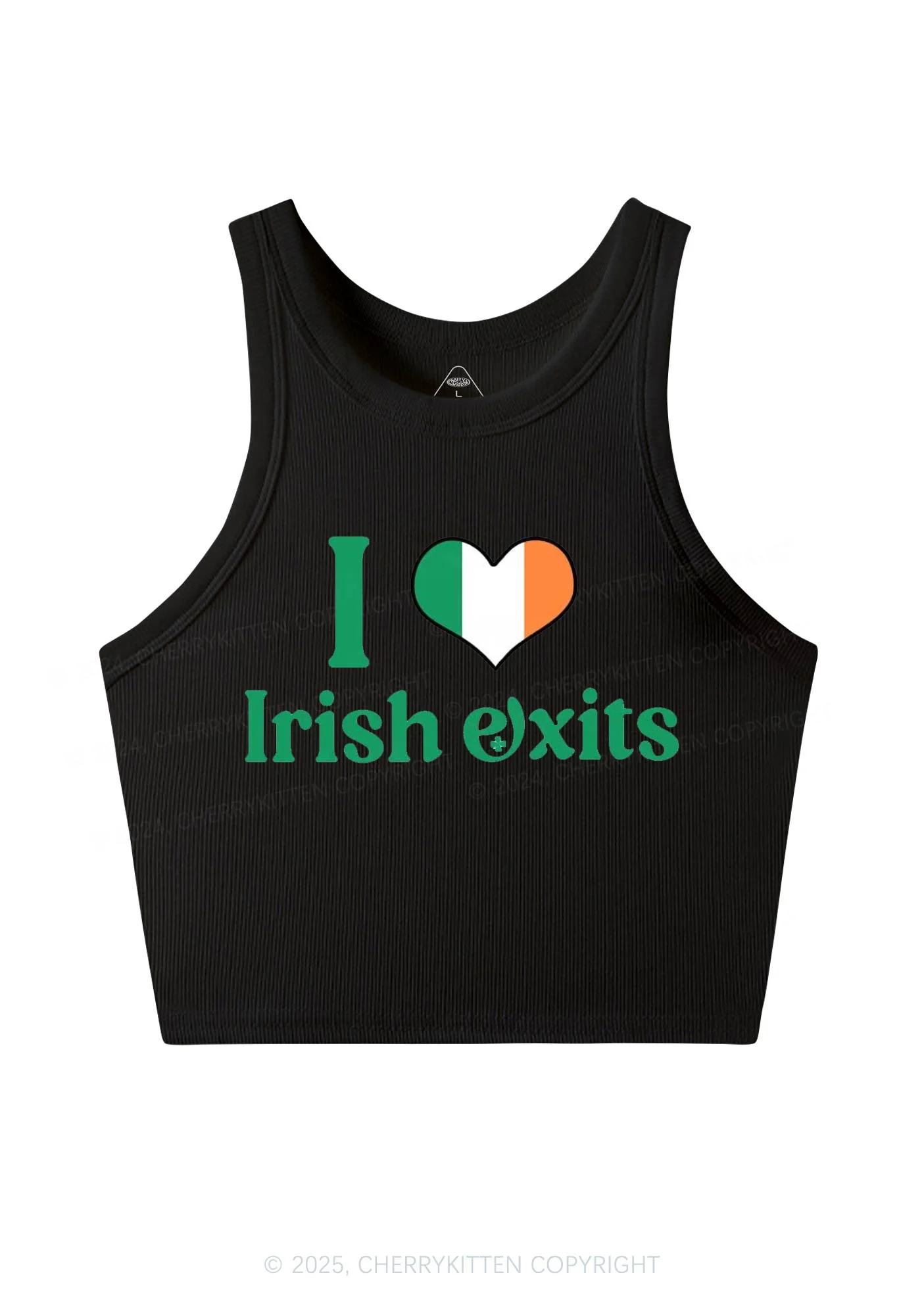 I Love Irish Exits St Patricks Y2K Crop Tank Top Cherrykitten - Image 6
