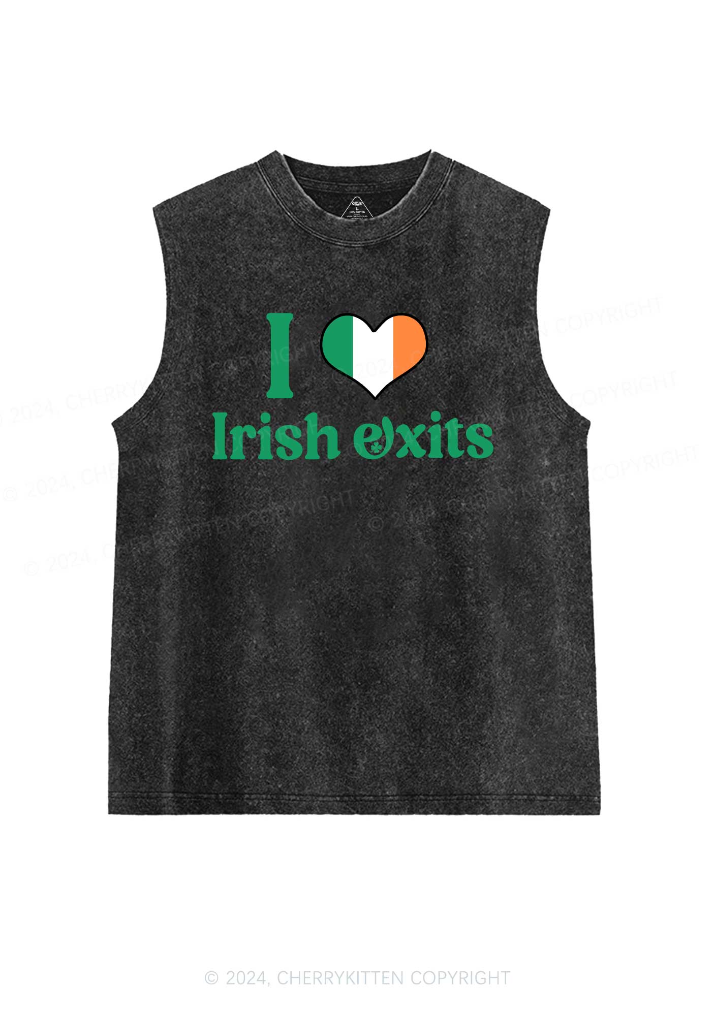 I Love Irish Exits St Patricks Y2K Washed Tank Cherrykitten - Image 4