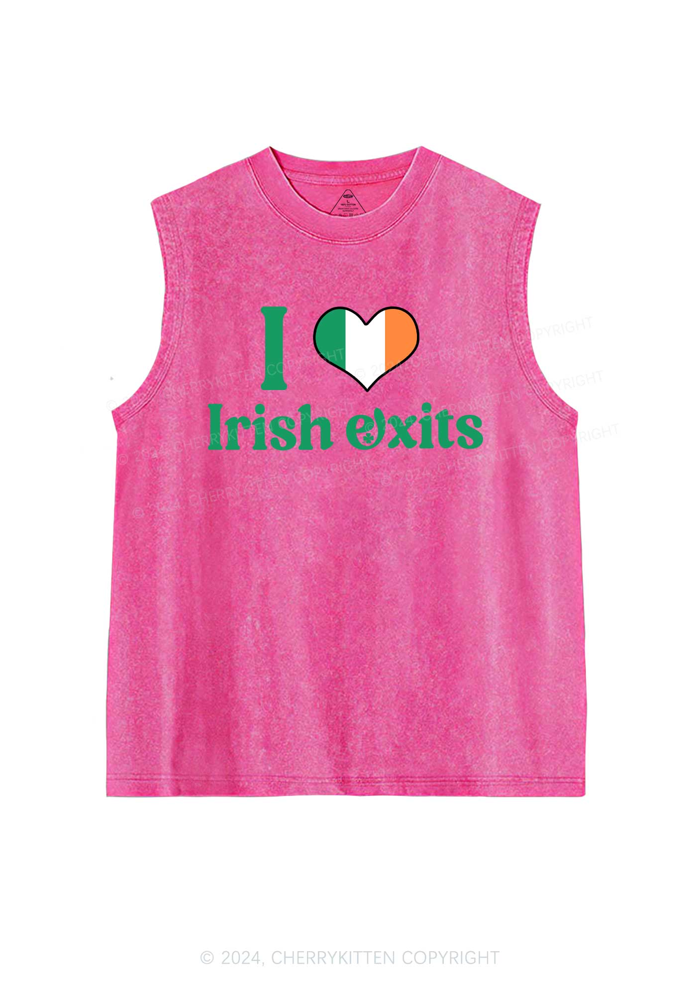 I Love Irish Exits St Patricks Y2K Washed Tank Cherrykitten - Image 5
