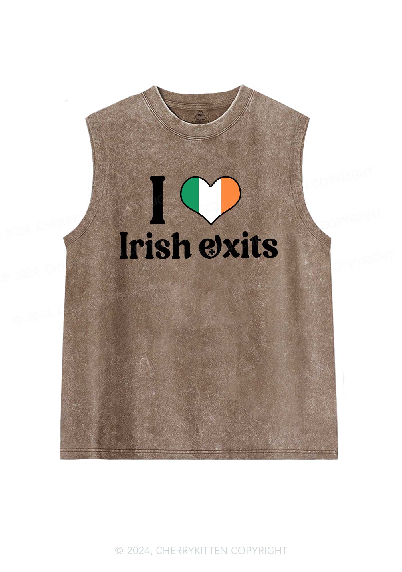 I Love Irish Exits St Patricks Y2K Washed Tank Cherrykitten - Image 6