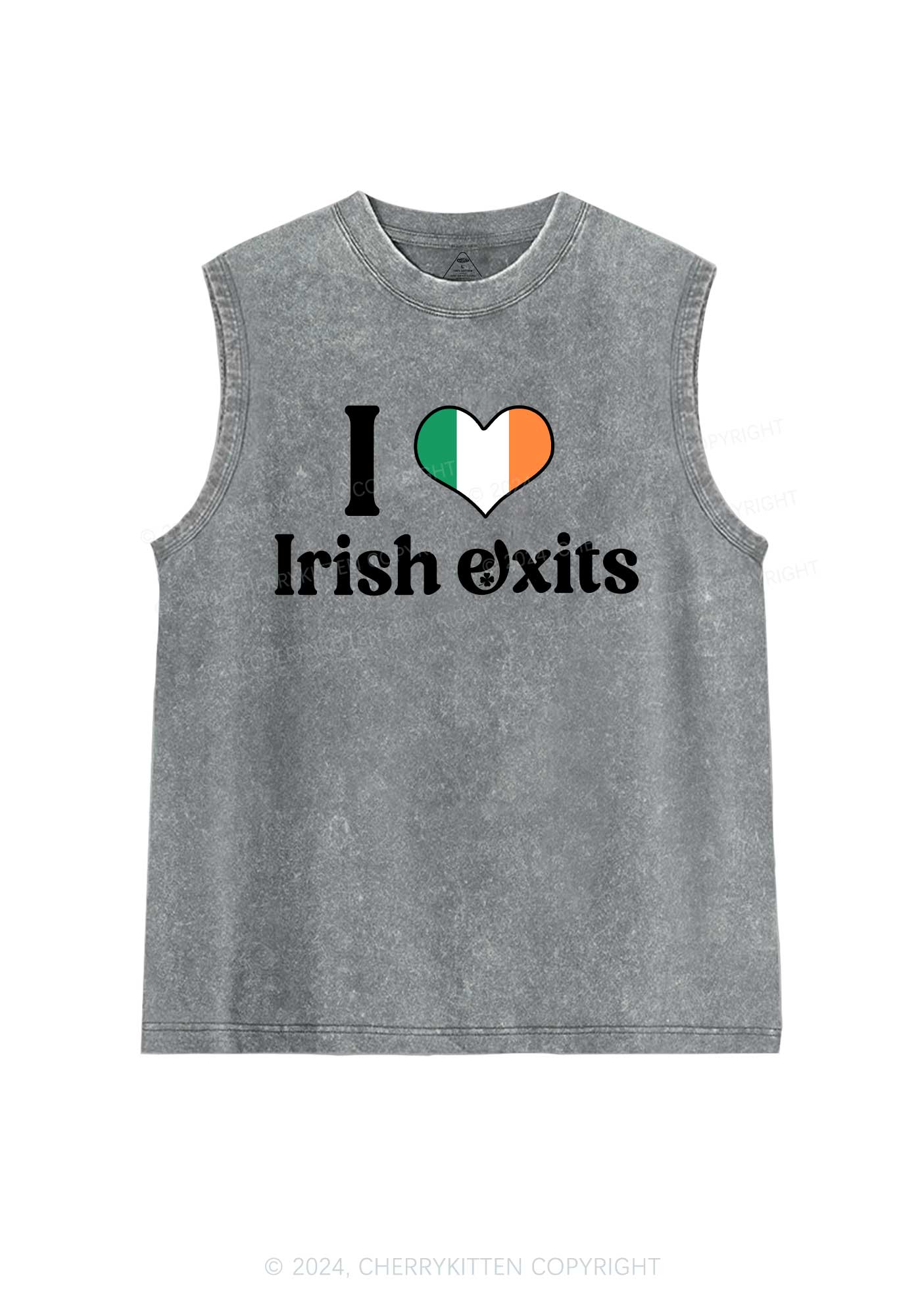 I Love Irish Exits St Patricks Y2K Washed Tank Cherrykitten - Image 7