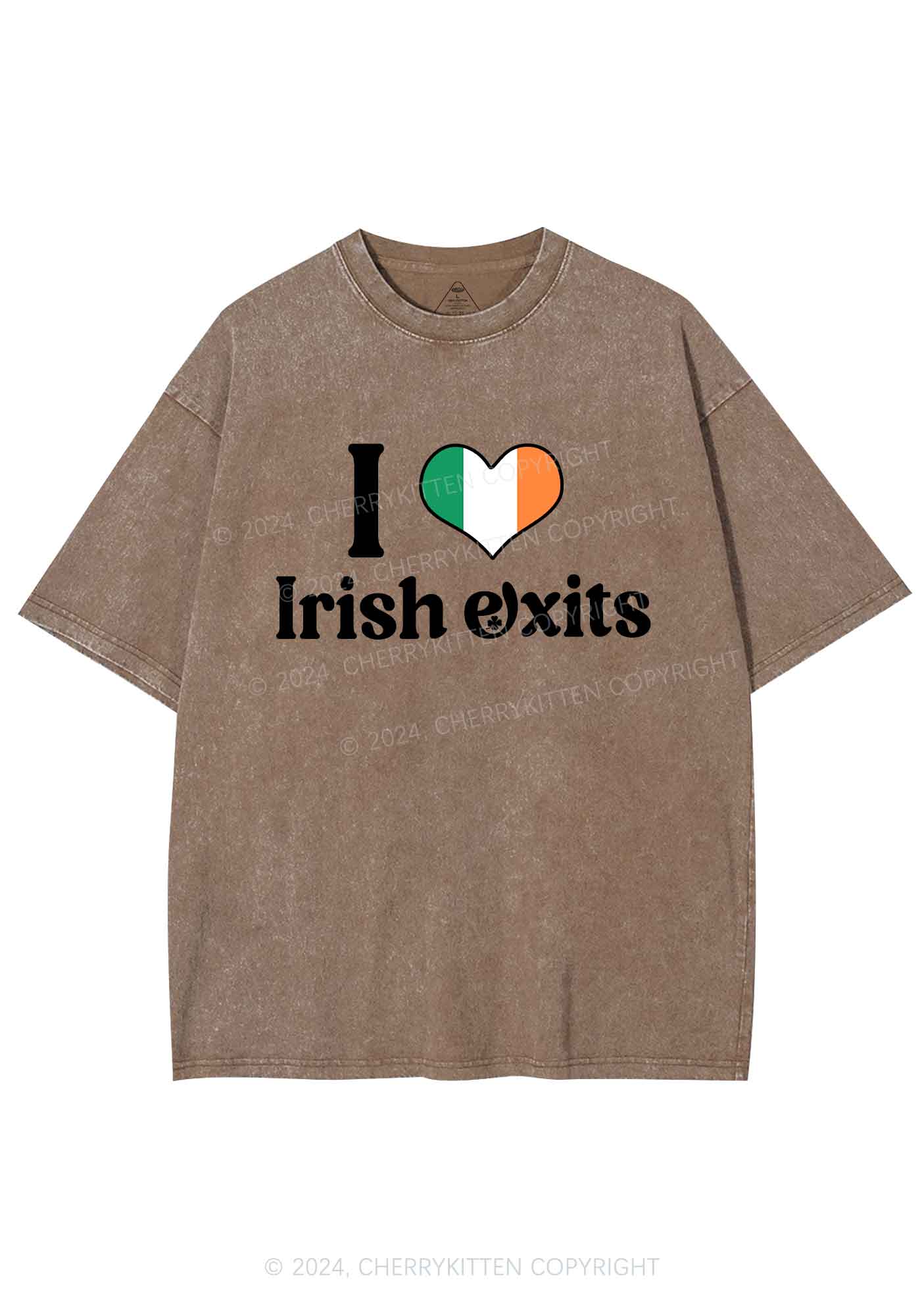 I Love Irish Exits St Patricks Y2K Washed Tee Cherrykitten - Image 10