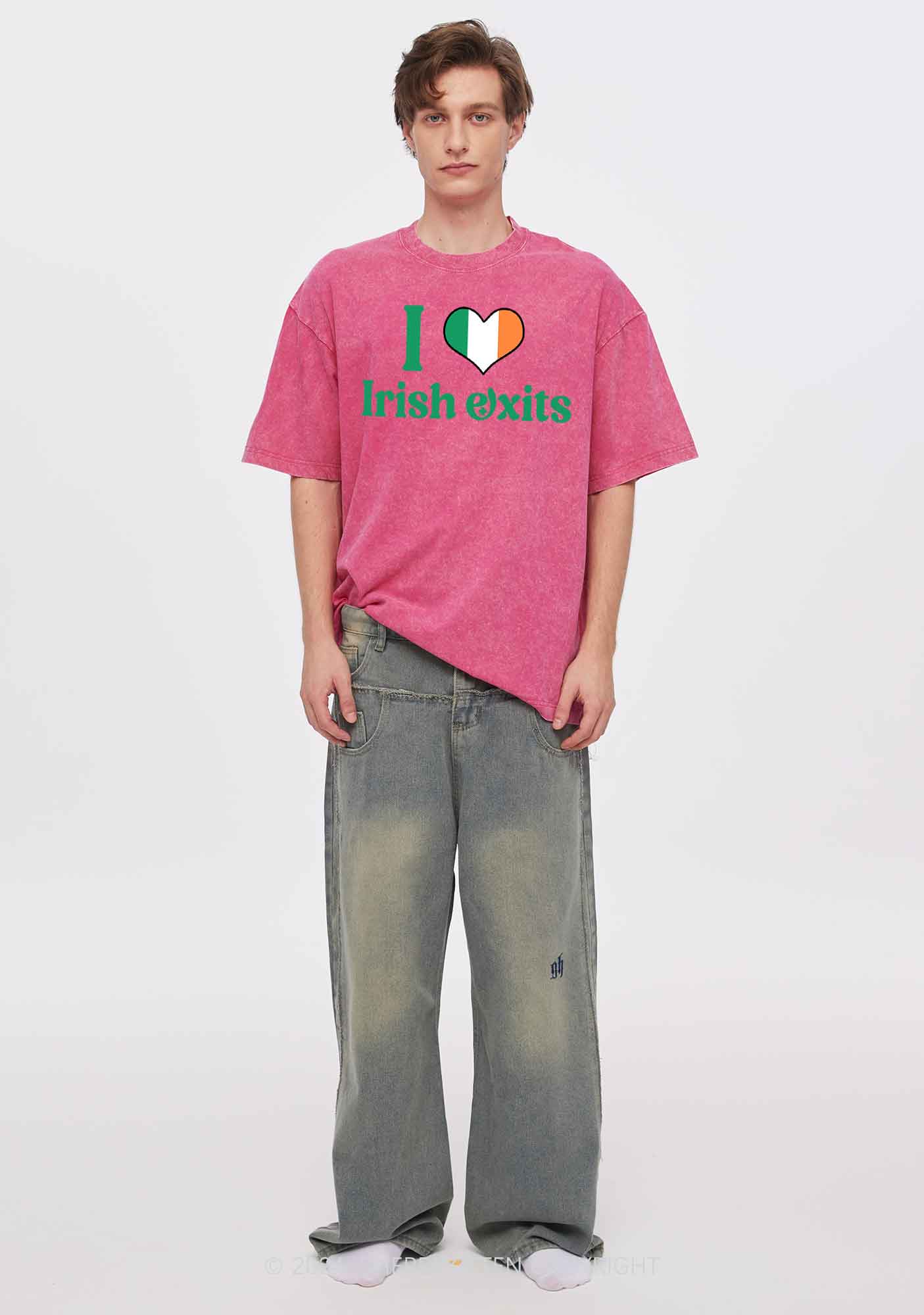 I Love Irish Exits St Patricks Y2K Washed Tee Cherrykitten - Image 4
