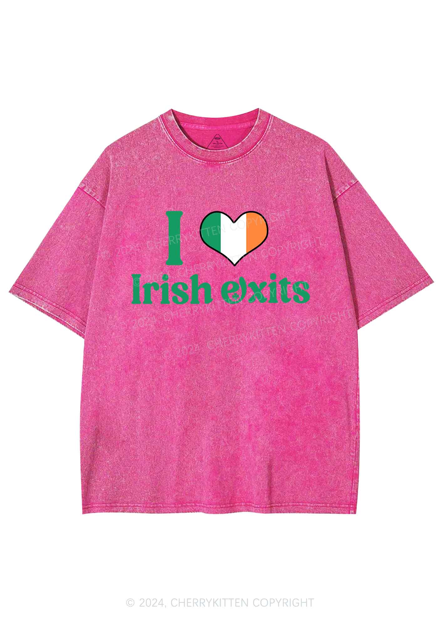 I Love Irish Exits St Patricks Y2K Washed Tee Cherrykitten - Image 7