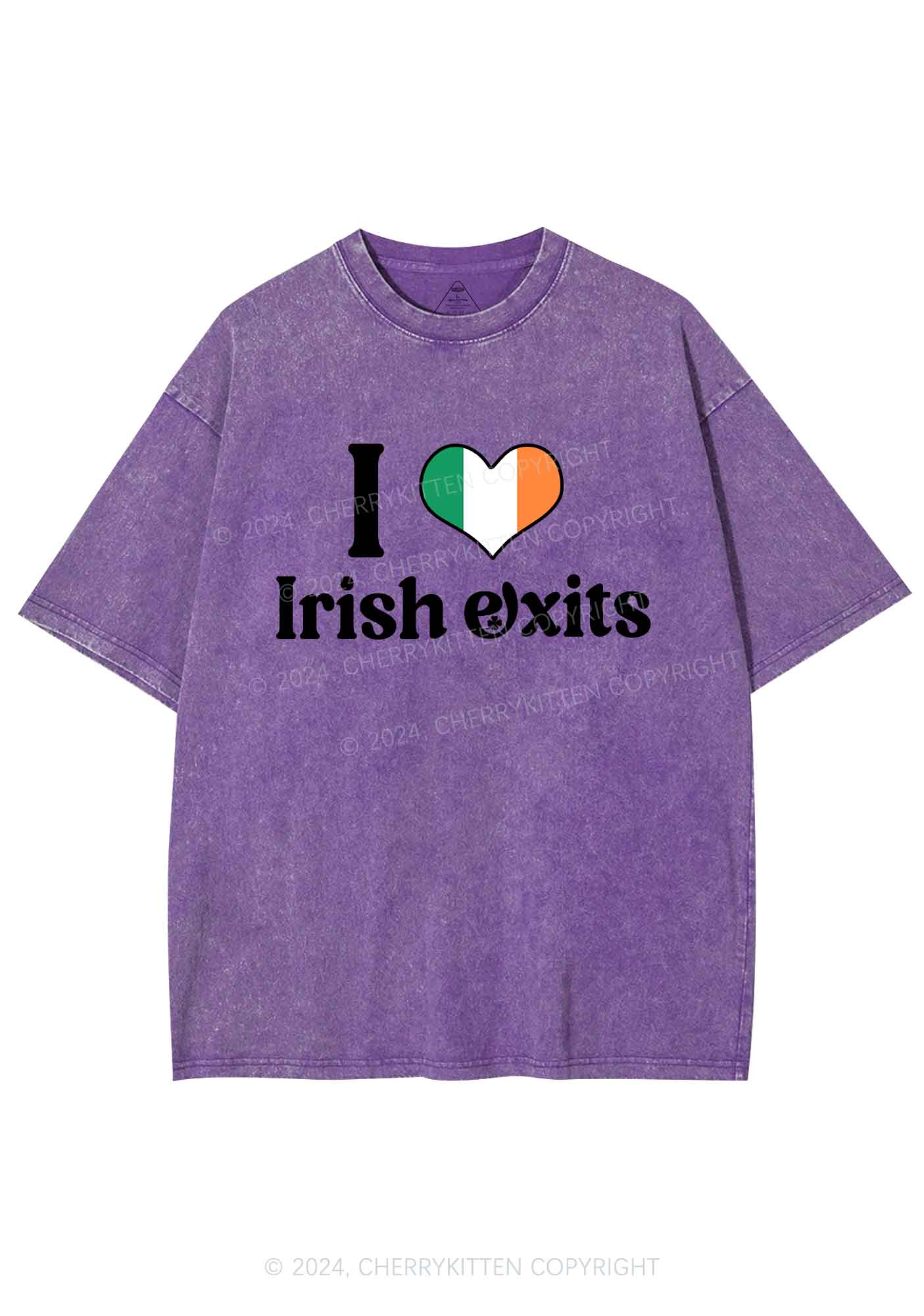 I Love Irish Exits St Patricks Y2K Washed Tee Cherrykitten - Image 8