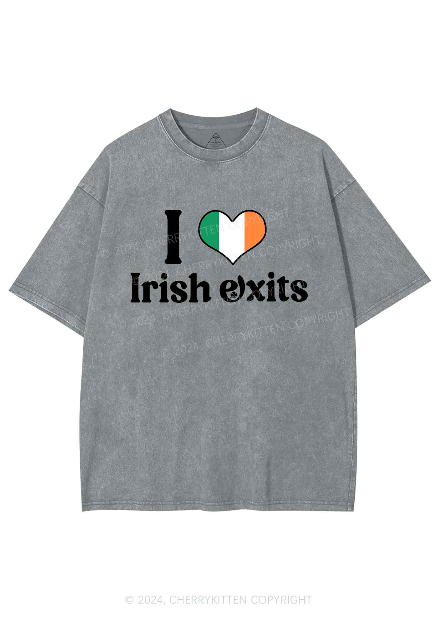 I Love Irish Exits St Patricks Y2K Washed Tee Cherrykitten - Image 9