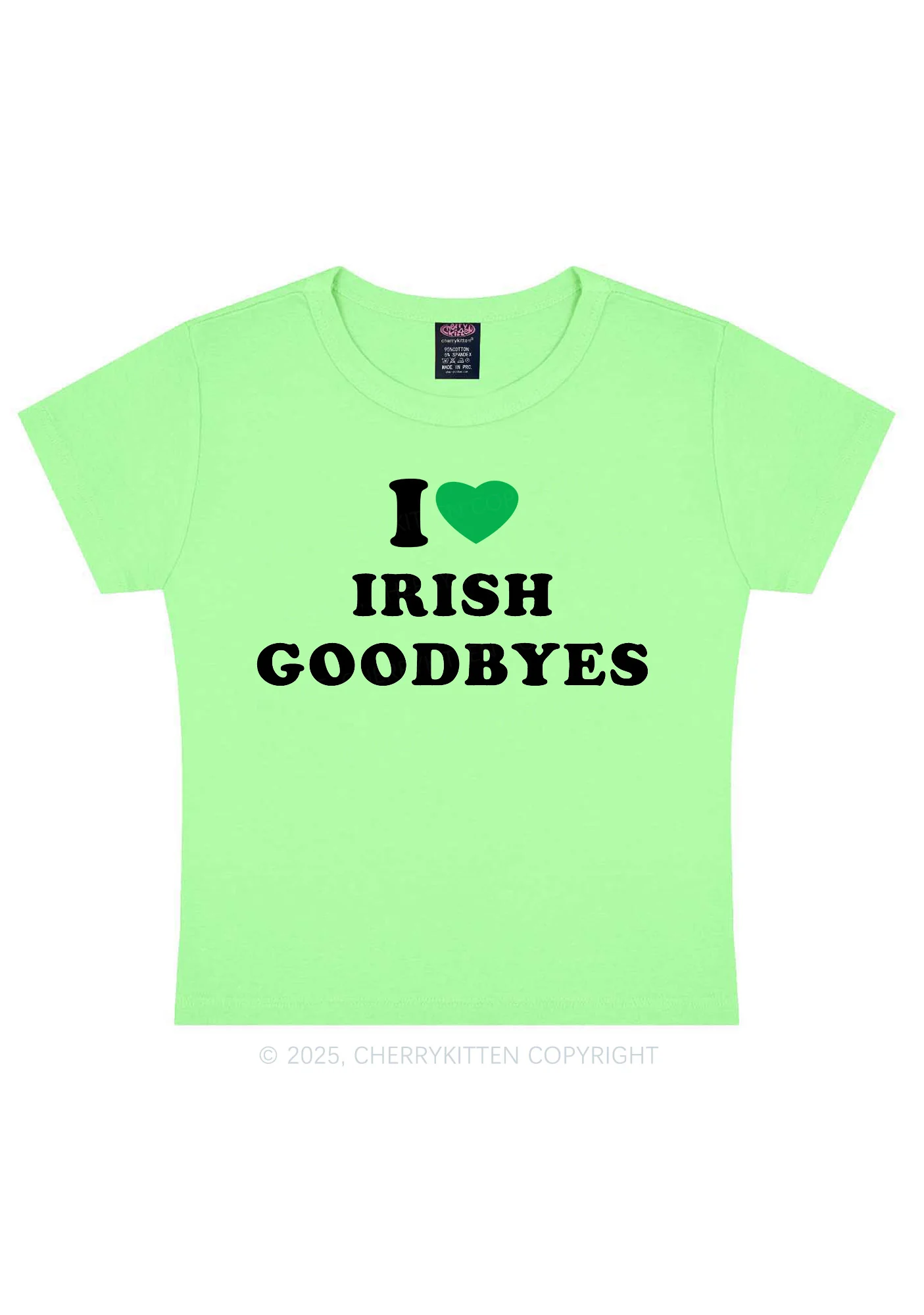 I Love Irish Goodbyes St Patricks Y2K Baby Tee Cherrykitten - Image 12
