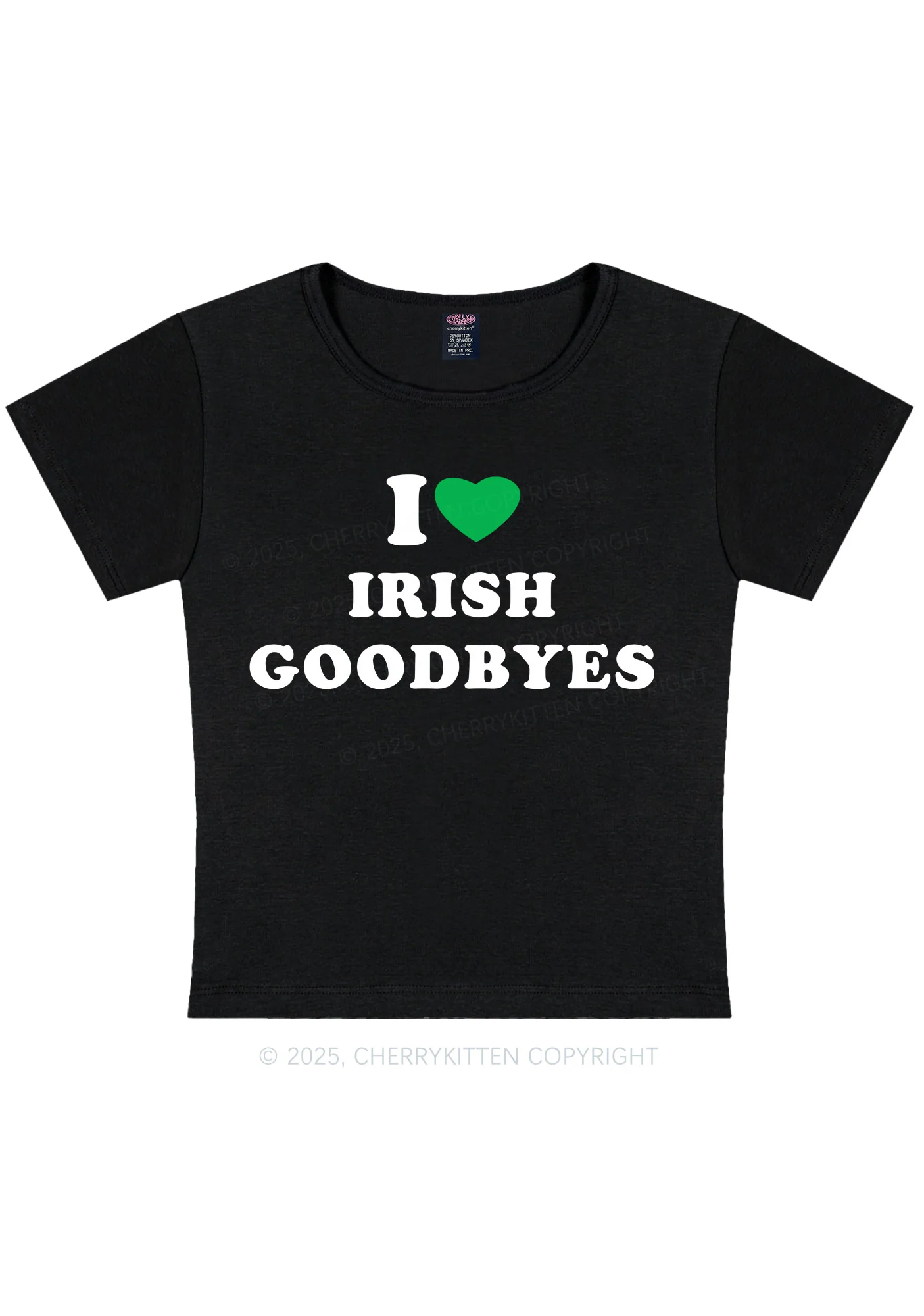 I Love Irish Goodbyes St Patricks Y2K Baby Tee Cherrykitten - Image 3