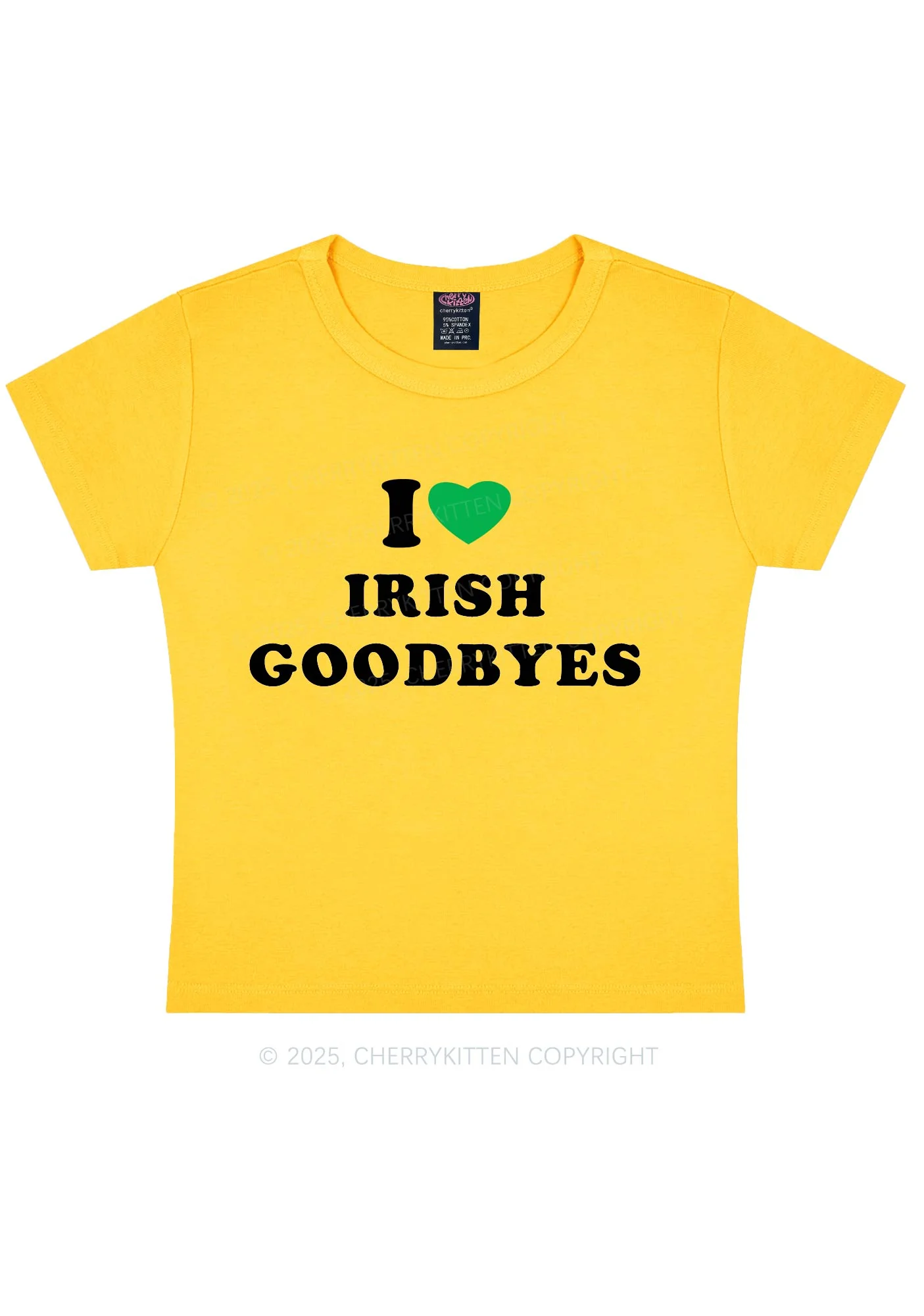 I Love Irish Goodbyes St Patricks Y2K Baby Tee Cherrykitten - Image 4