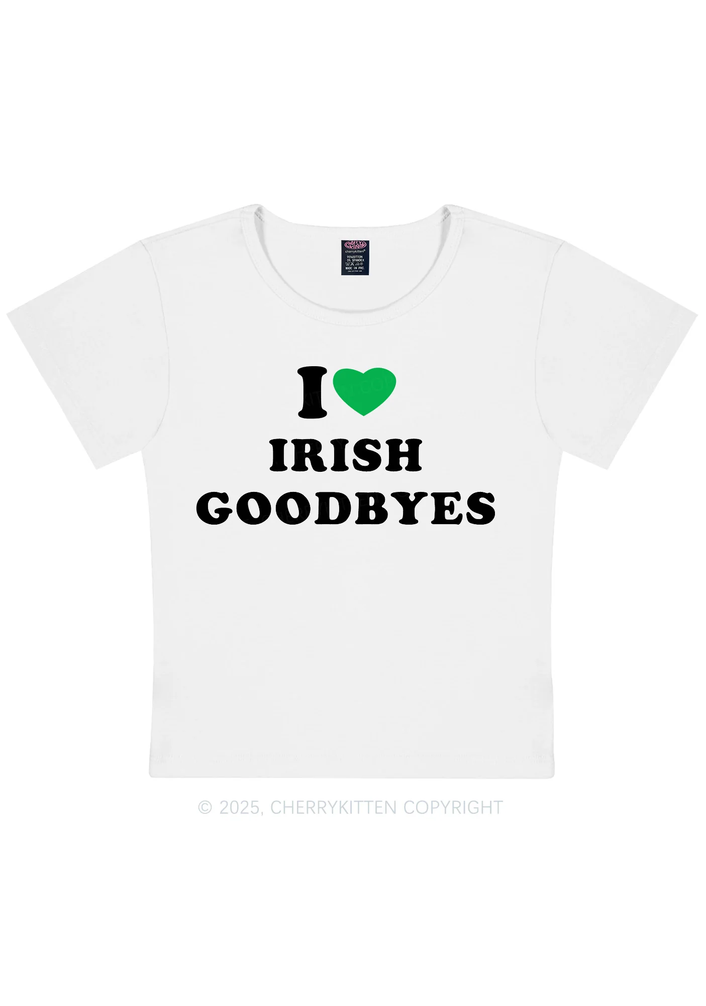 I Love Irish Goodbyes St Patricks Y2K Baby Tee Cherrykitten - Image 5