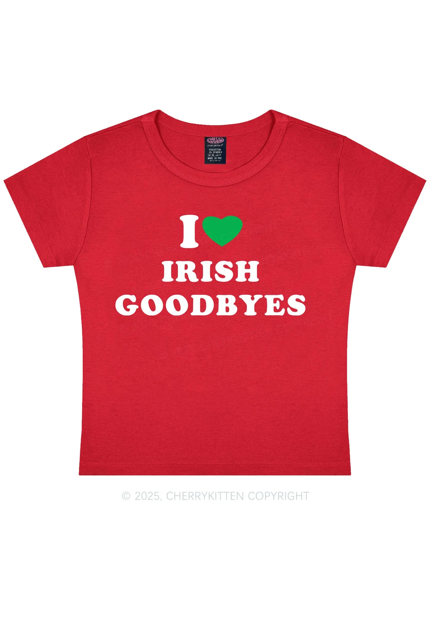 I Love Irish Goodbyes St Patricks Y2K Baby Tee Cherrykitten - Image 8