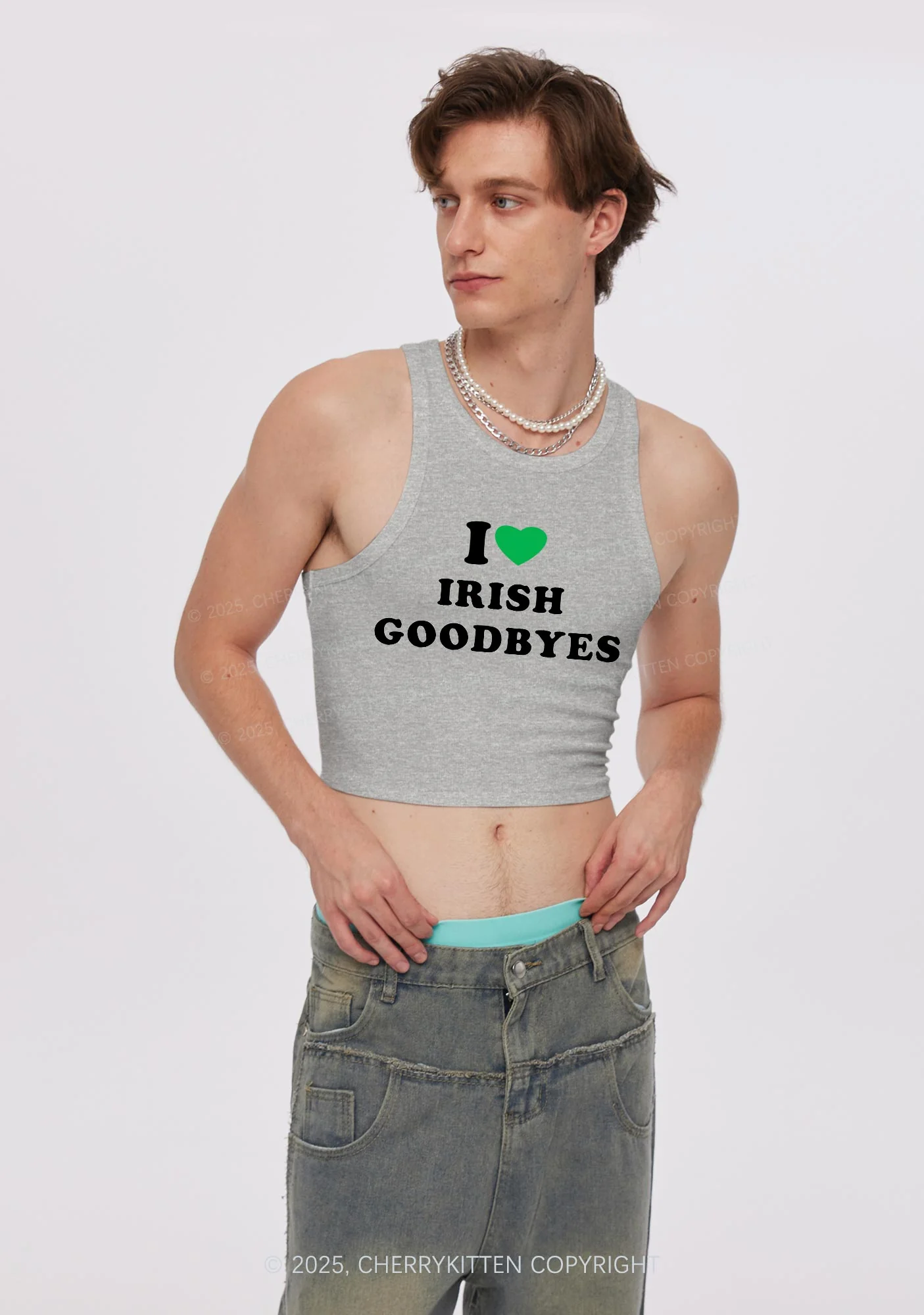 I Love Irish Goodbyes St Patricks Y2K Crop Tank Top Cherrykitten - Image 3