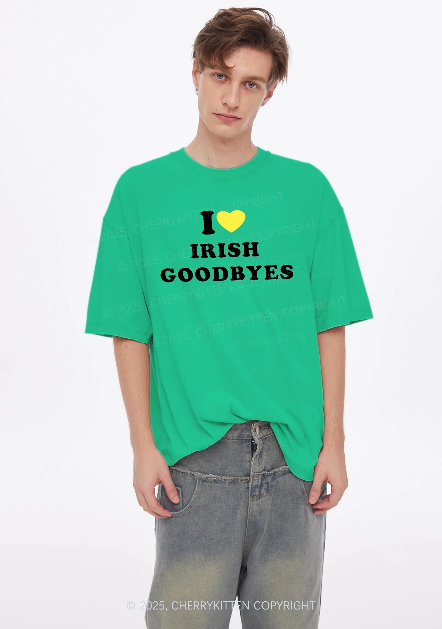 I Love Irish Goodbyes St Patricks Y2K Shirts Washed Tee Cherrykitten - Image 2