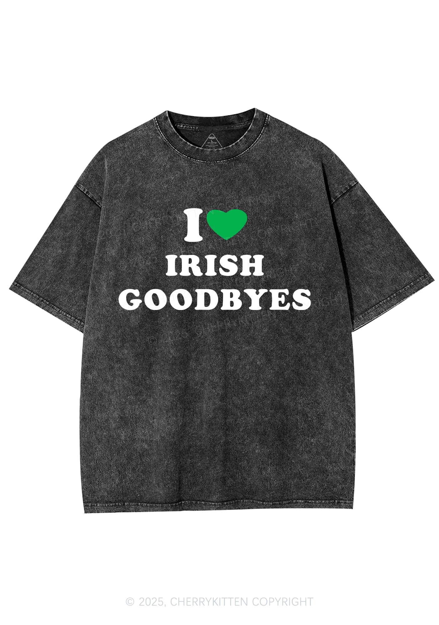 I Love Irish Goodbyes St Patricks Y2K Shirts Washed Tee Cherrykitten - Image 3