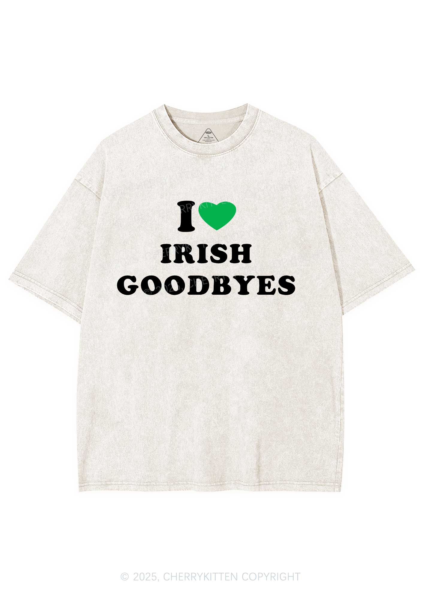 I Love Irish Goodbyes St Patricks Y2K Shirts Washed Tee Cherrykitten - Image 4