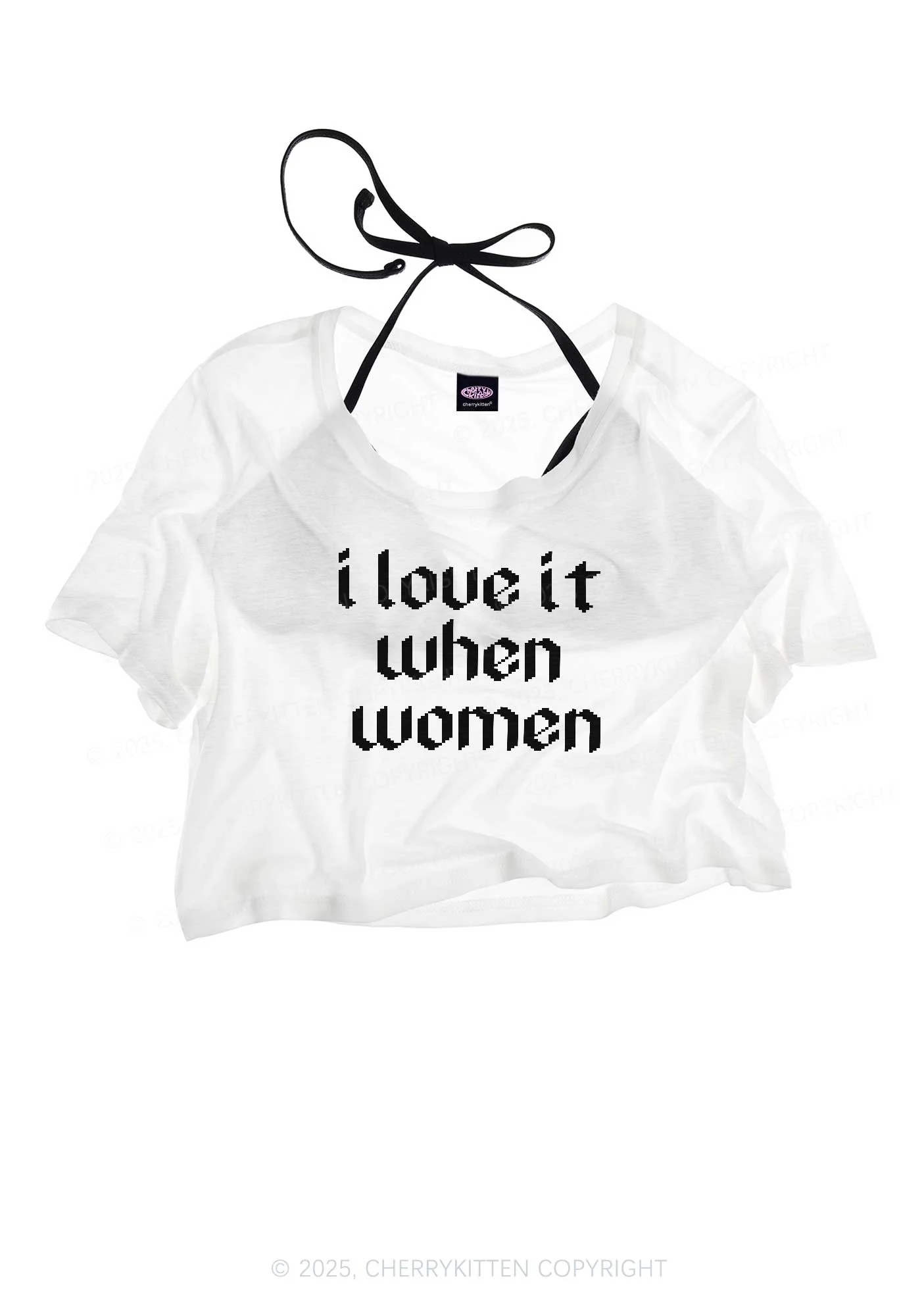 I Love It When Women Pride Y2K Sheer Crop Tee Cherrykitten - Image 3