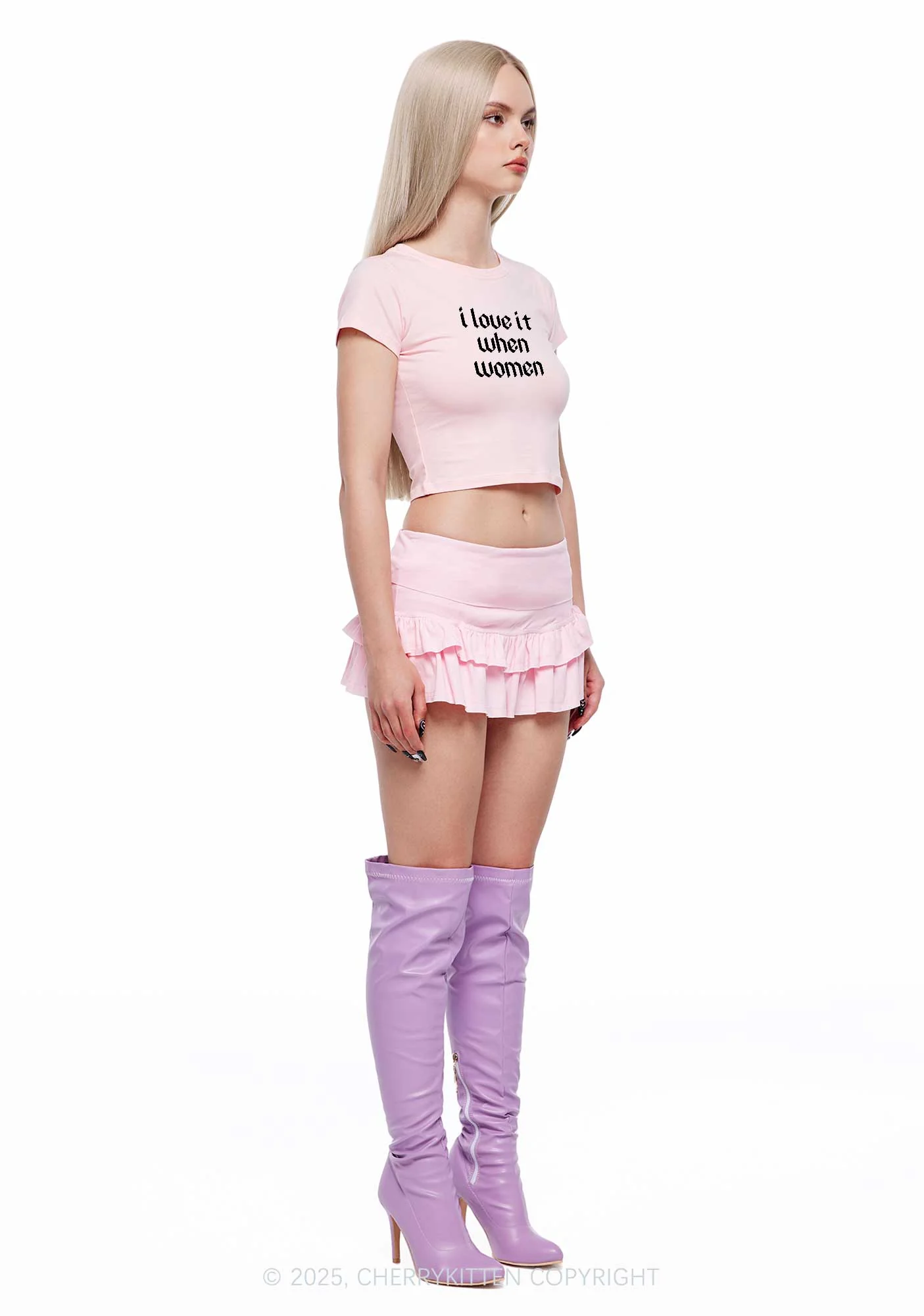 I Love It When Women Y2K Baby Tee Cherrykitten - Image 3