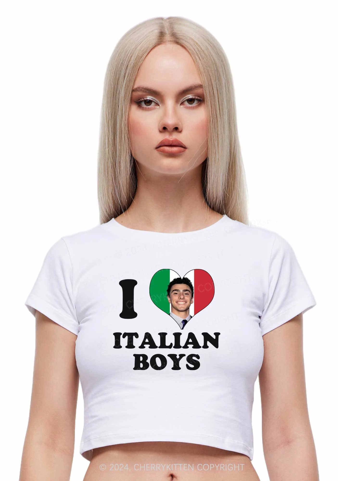 I Love Italian Luigi Y2K Baby Tee Cherrykitten - Image 2