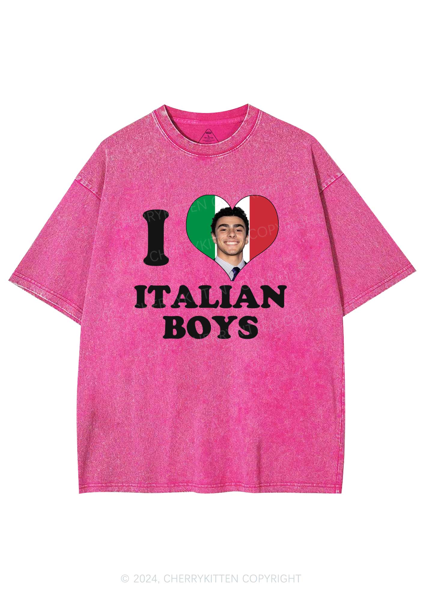 I Love Italian Luigi Y2K Washed Tee Cherrykitten - Image 3