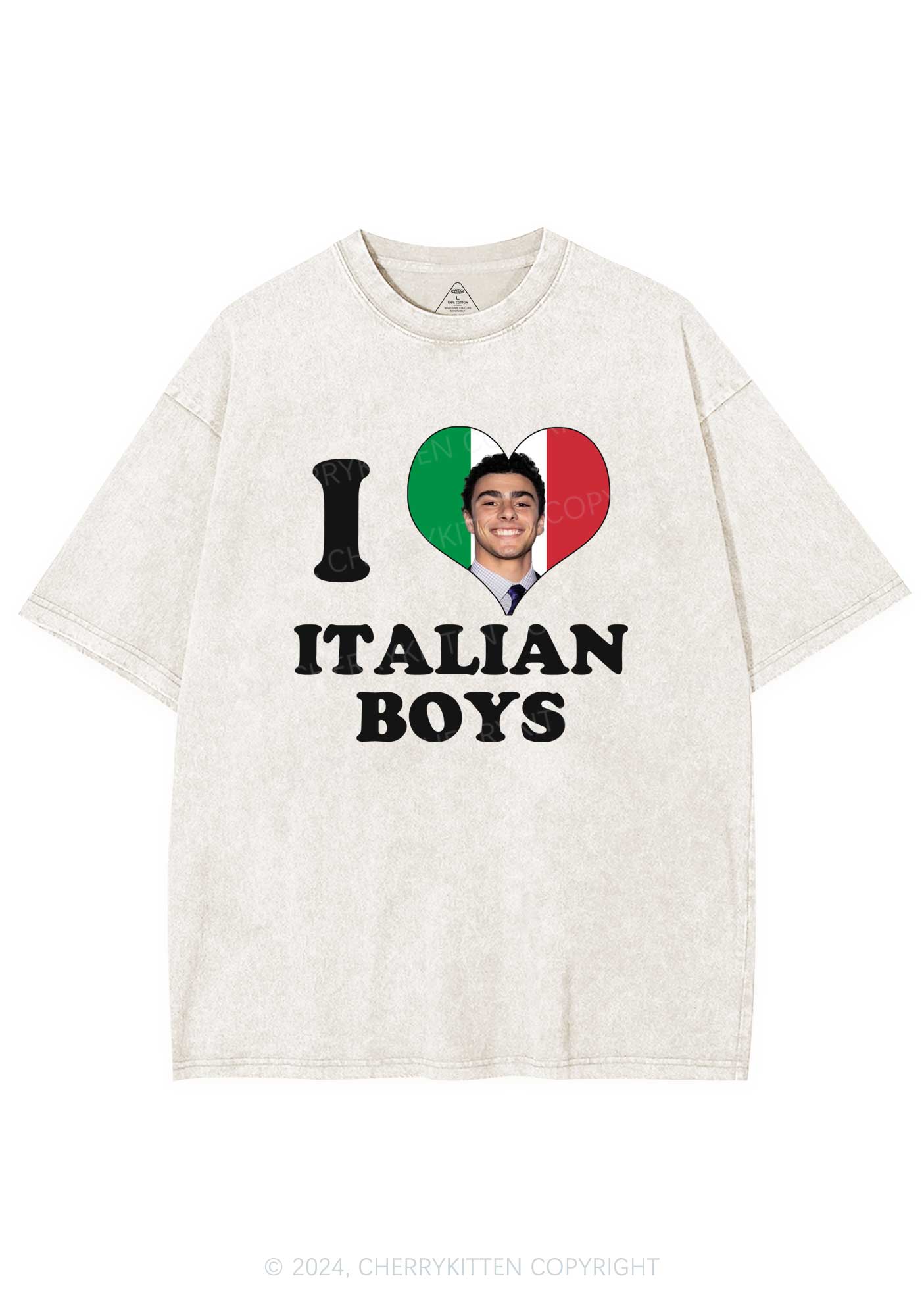 I Love Italian Luigi Y2K Washed Tee Cherrykitten - Image 4