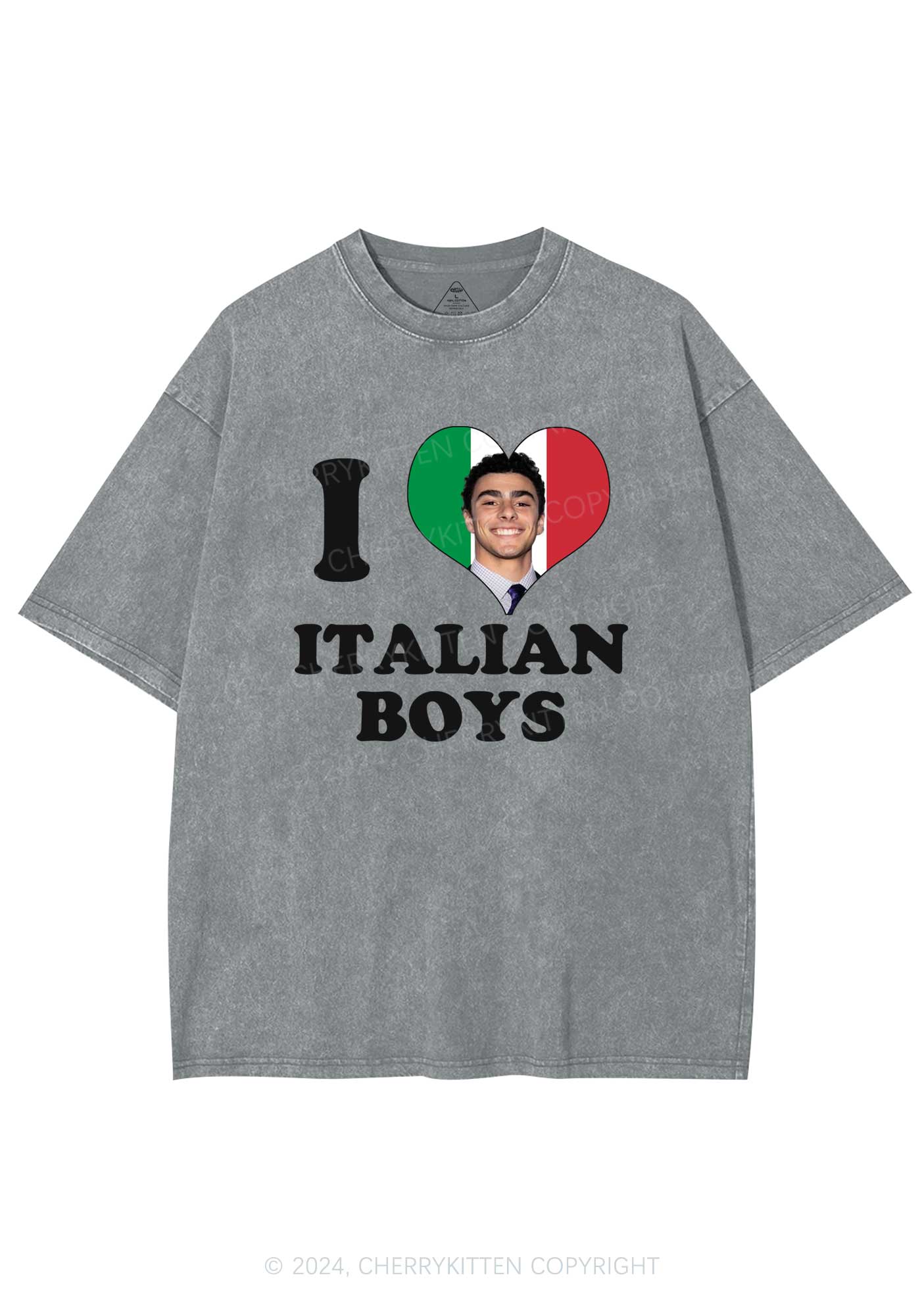 I Love Italian Luigi Y2K Washed Tee Cherrykitten - Image 7