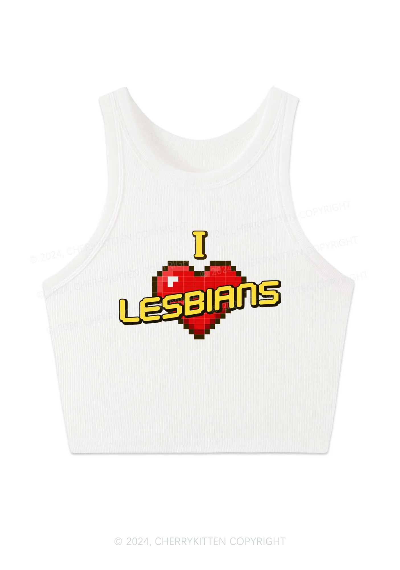 I Love Lesbians Y2K Crop Tank Top Cherrykitten - Image 2