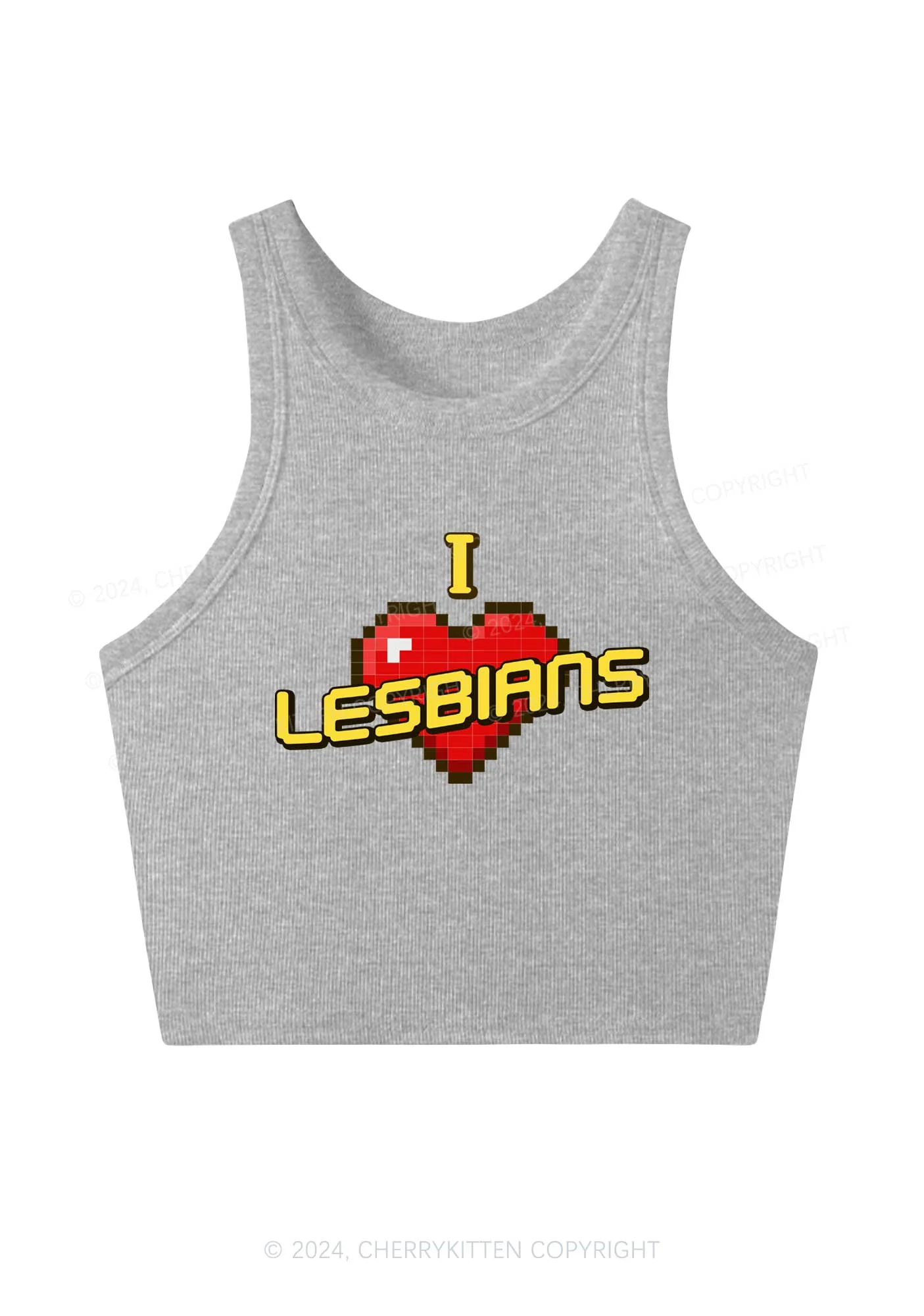 I Love Lesbians Y2K Crop Tank Top Cherrykitten - Image 3