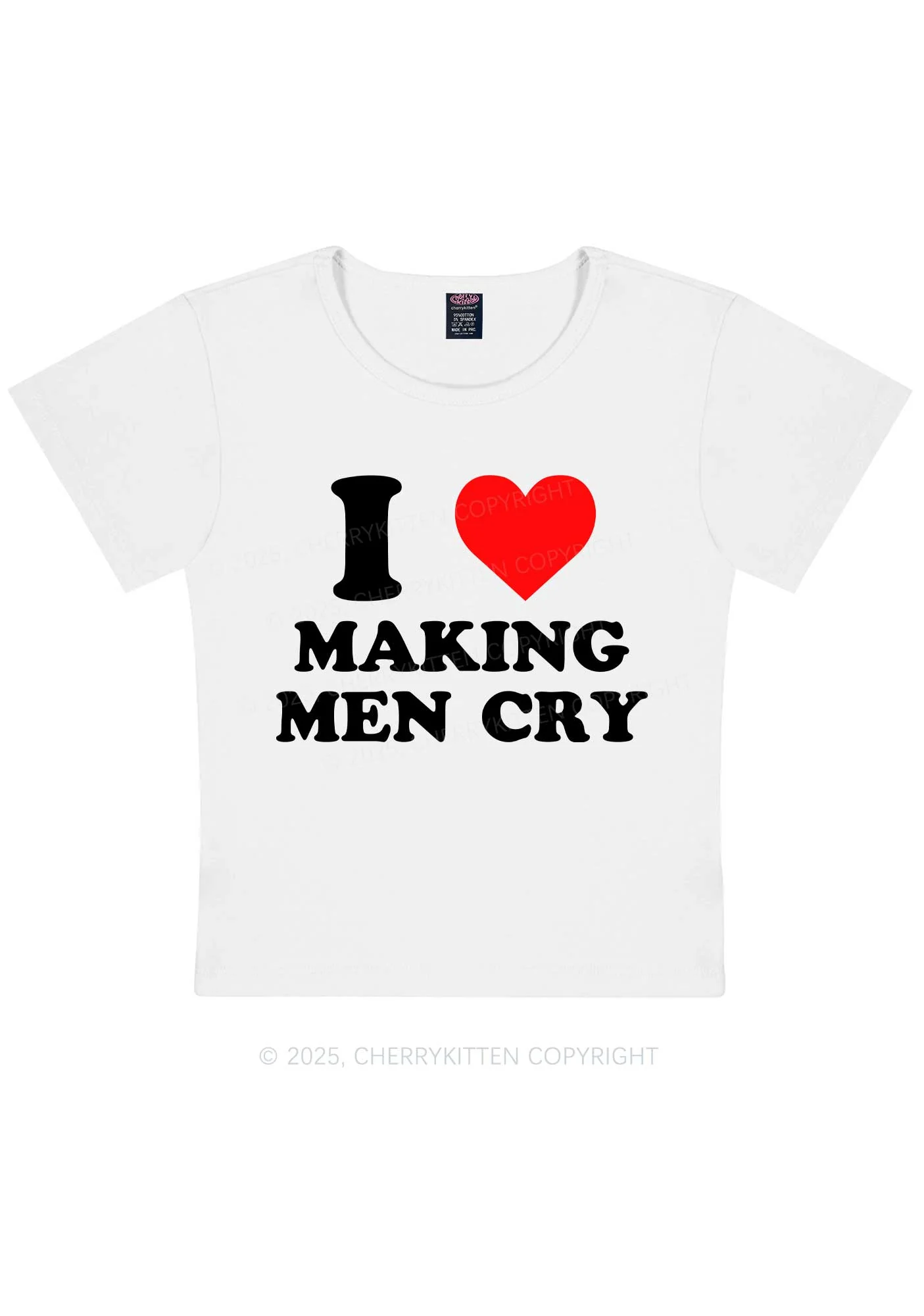 I Love Making Men Cry Y2K Baby Tee Cherrykitten - Image 4