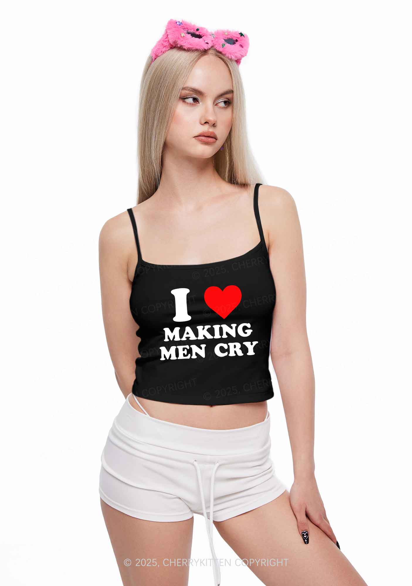 I Love Making Men Cry Y2K Spaghetti Strap Cami Cherrykitten - Image 2