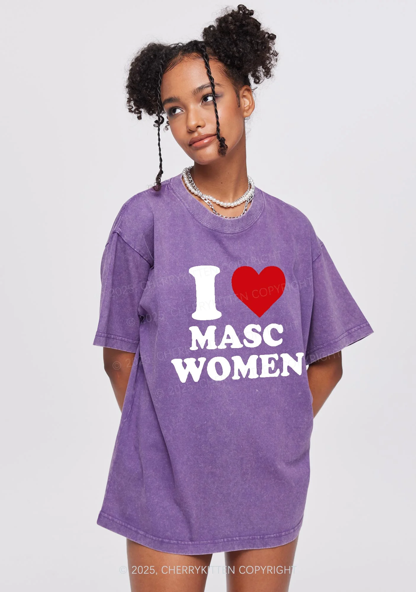 I Love Masc Women Pride Y2K Shirts Washed Tee Cherrykitten - Image 2