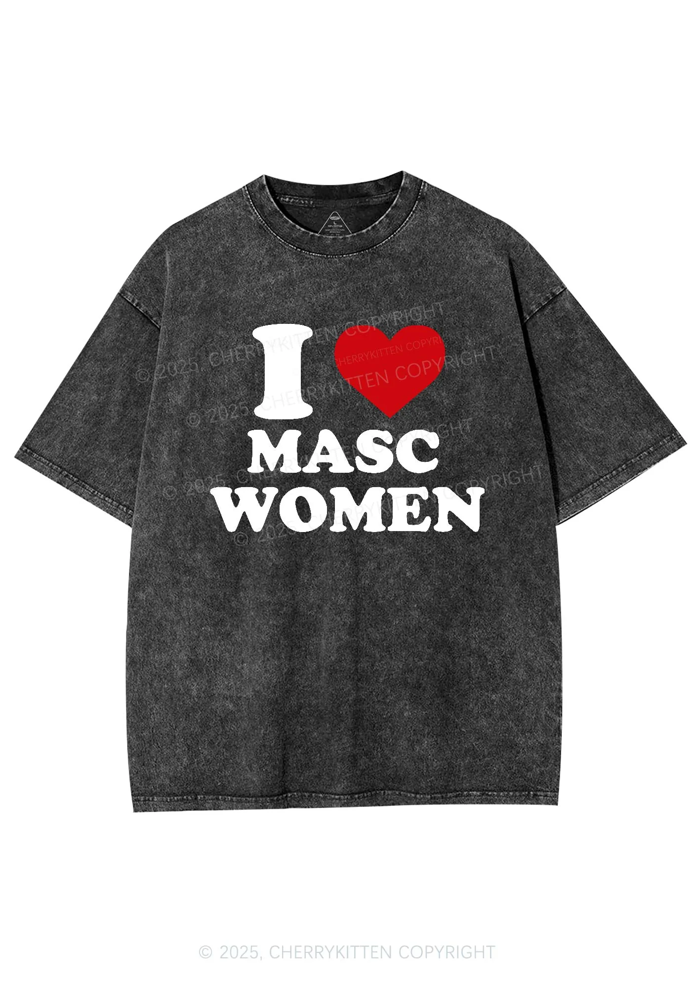 I Love Masc Women Pride Y2K Shirts Washed Tee Cherrykitten - Image 3
