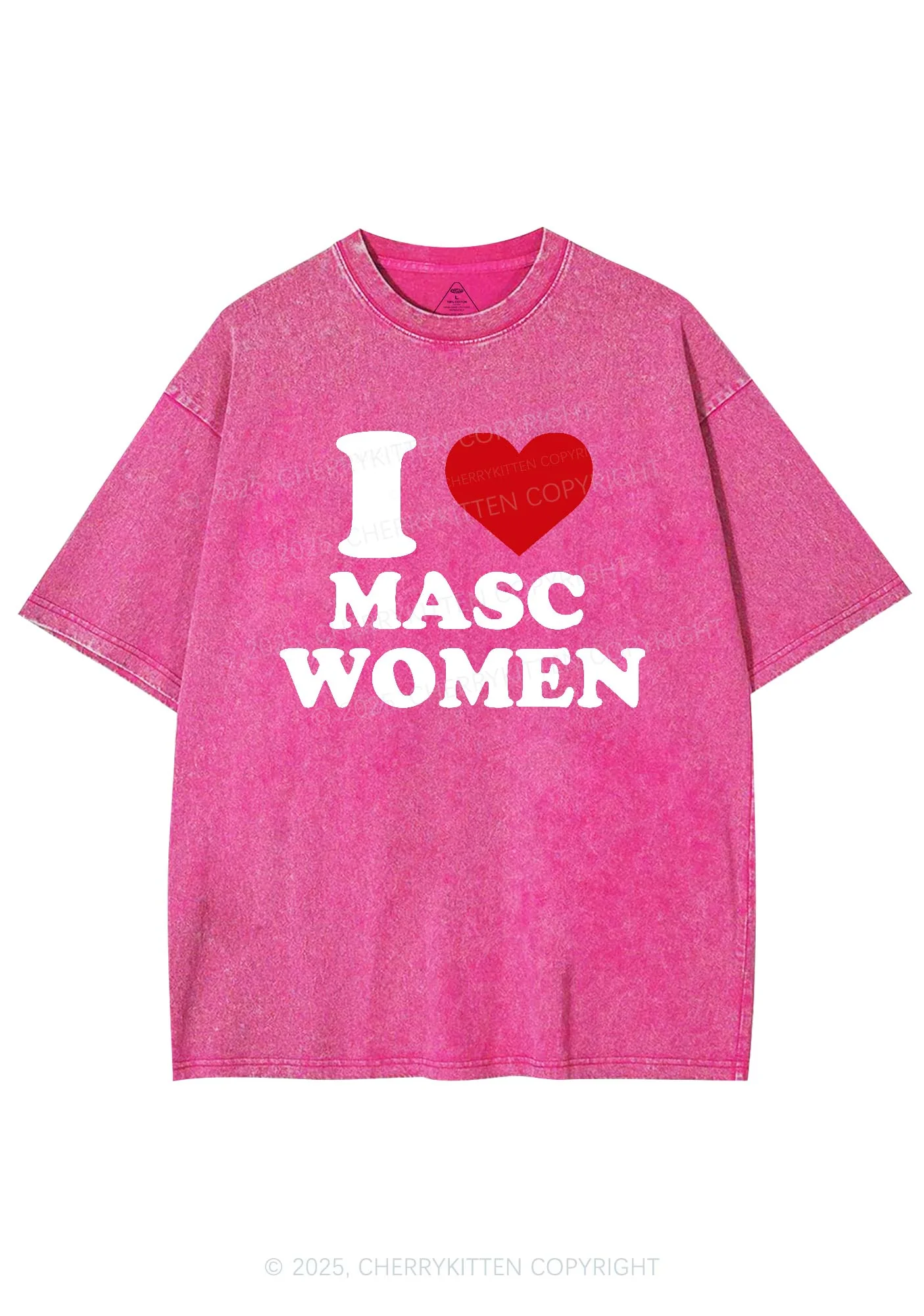 I Love Masc Women Pride Y2K Shirts Washed Tee Cherrykitten - Image 4